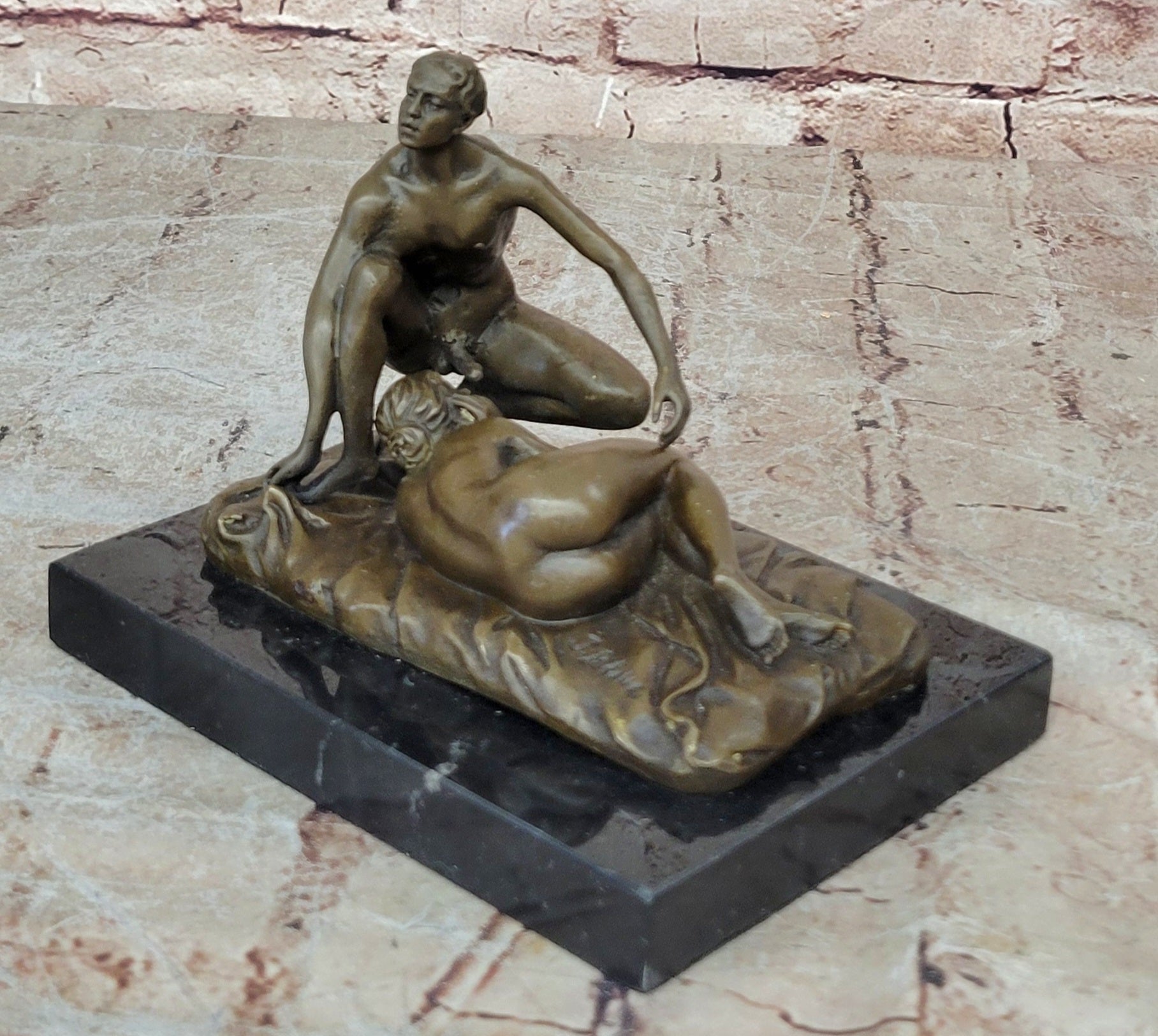 Original Patoue Nude Erotic Lost Wax Method Couple Bronze Sculpture Gift
