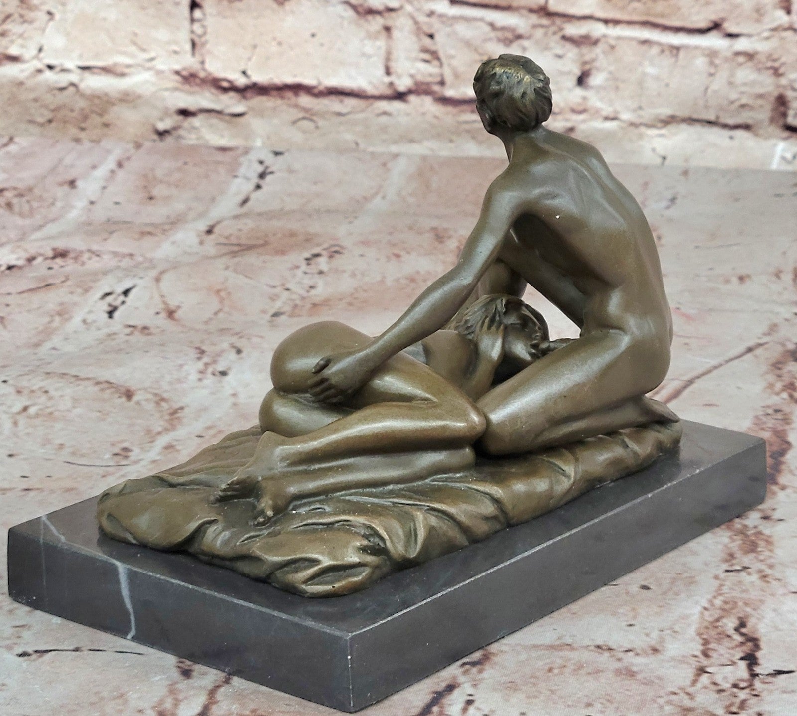Original Patoue Nude Erotic Lost Wax Method Couple Bronze Sculpture Gift