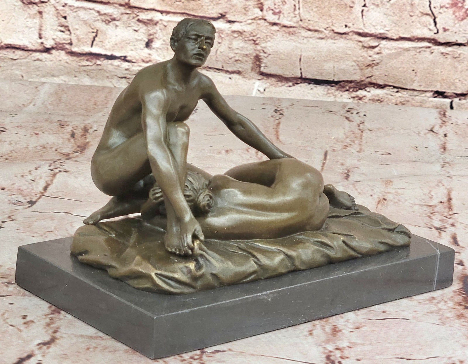 Original Patoue Nude Erotic Lost Wax Method Couple Bronze Sculpture Gift