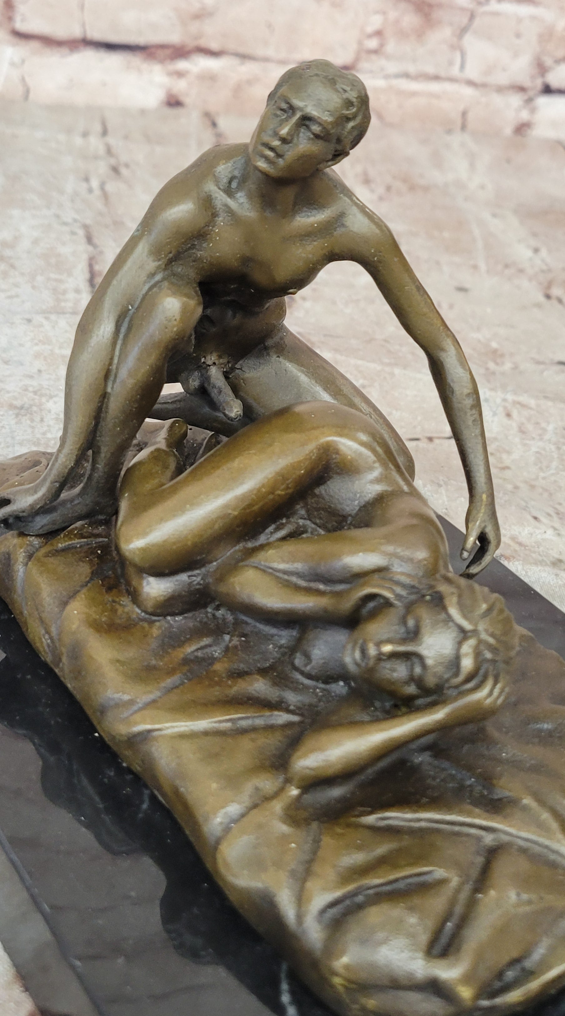 Original Patoue Nude Erotic Lost Wax Method Couple Bronze Sculpture Gift