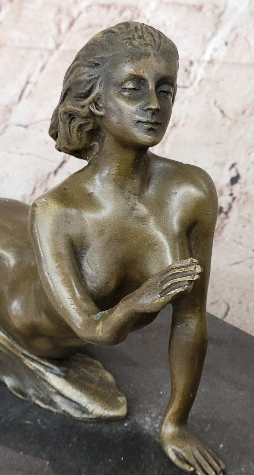 Bronze Sculpture Nude Girl w Goat Animal Lovers Classic Artwork by Vitaleh Aldo