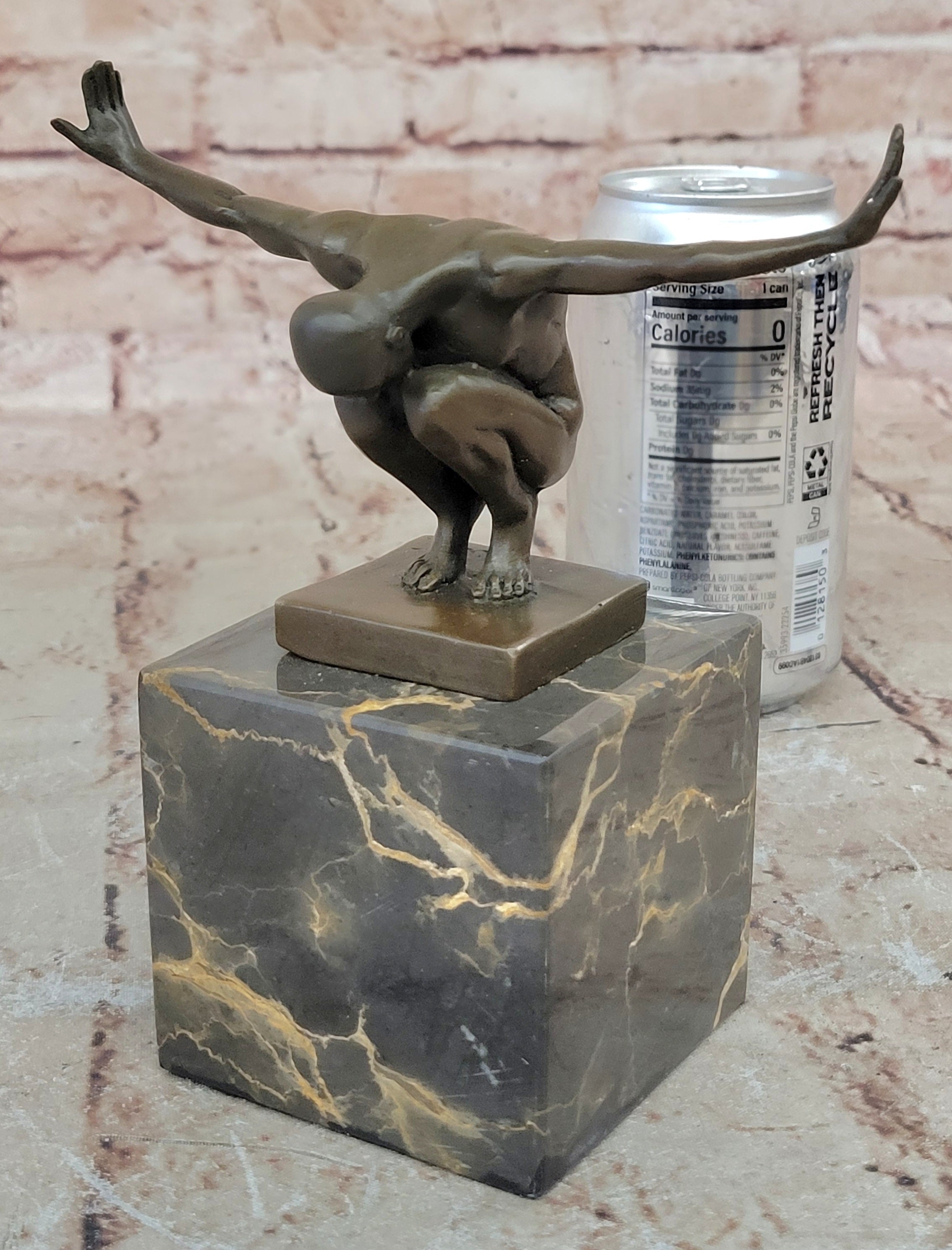 Handcrafted Detailed Vienna Bronze Gay Interest Nude Naked Man Athlete Statue