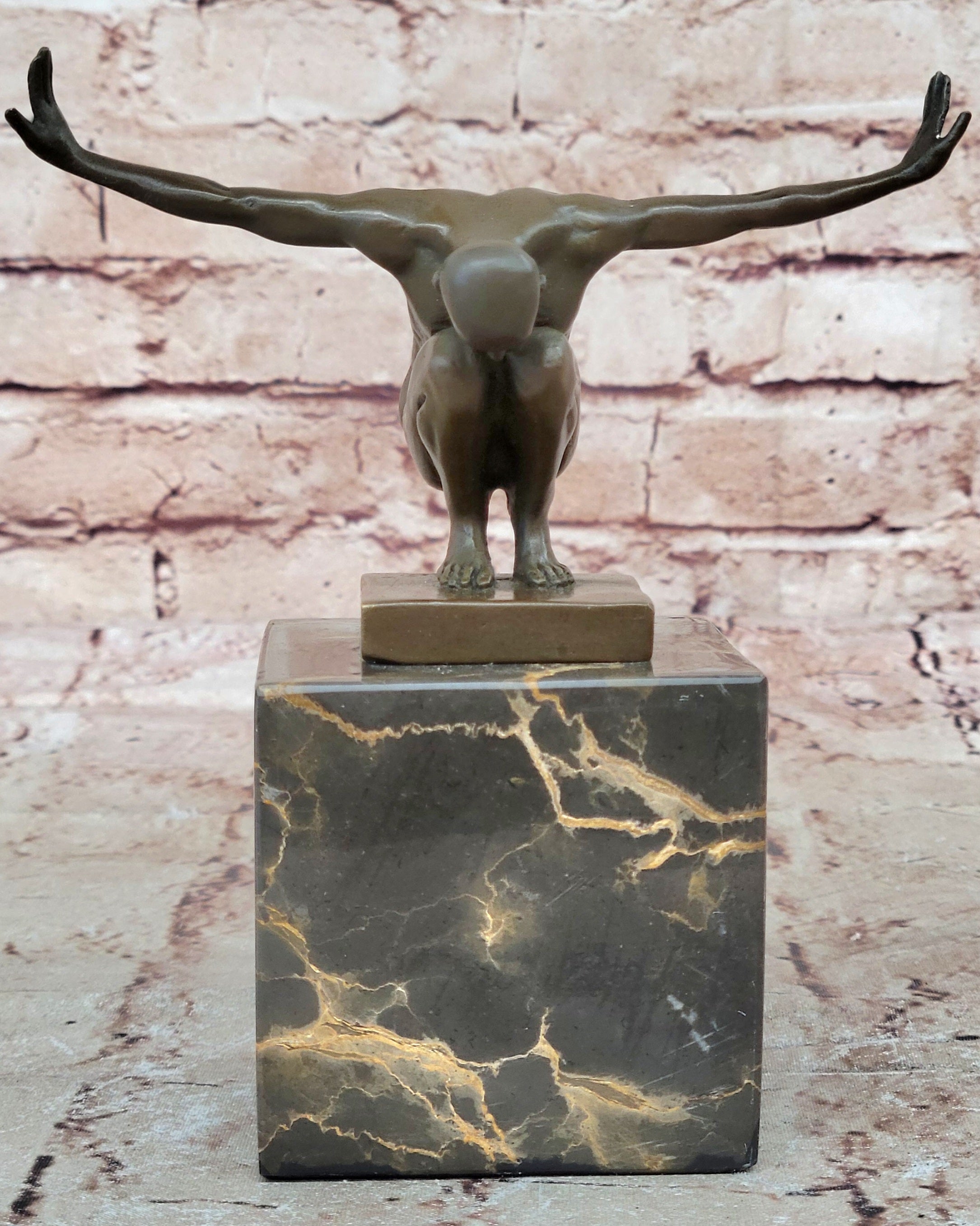 Handcrafted Detailed Vienna Bronze Gay Interest Nude Naked Man Athlete Statue