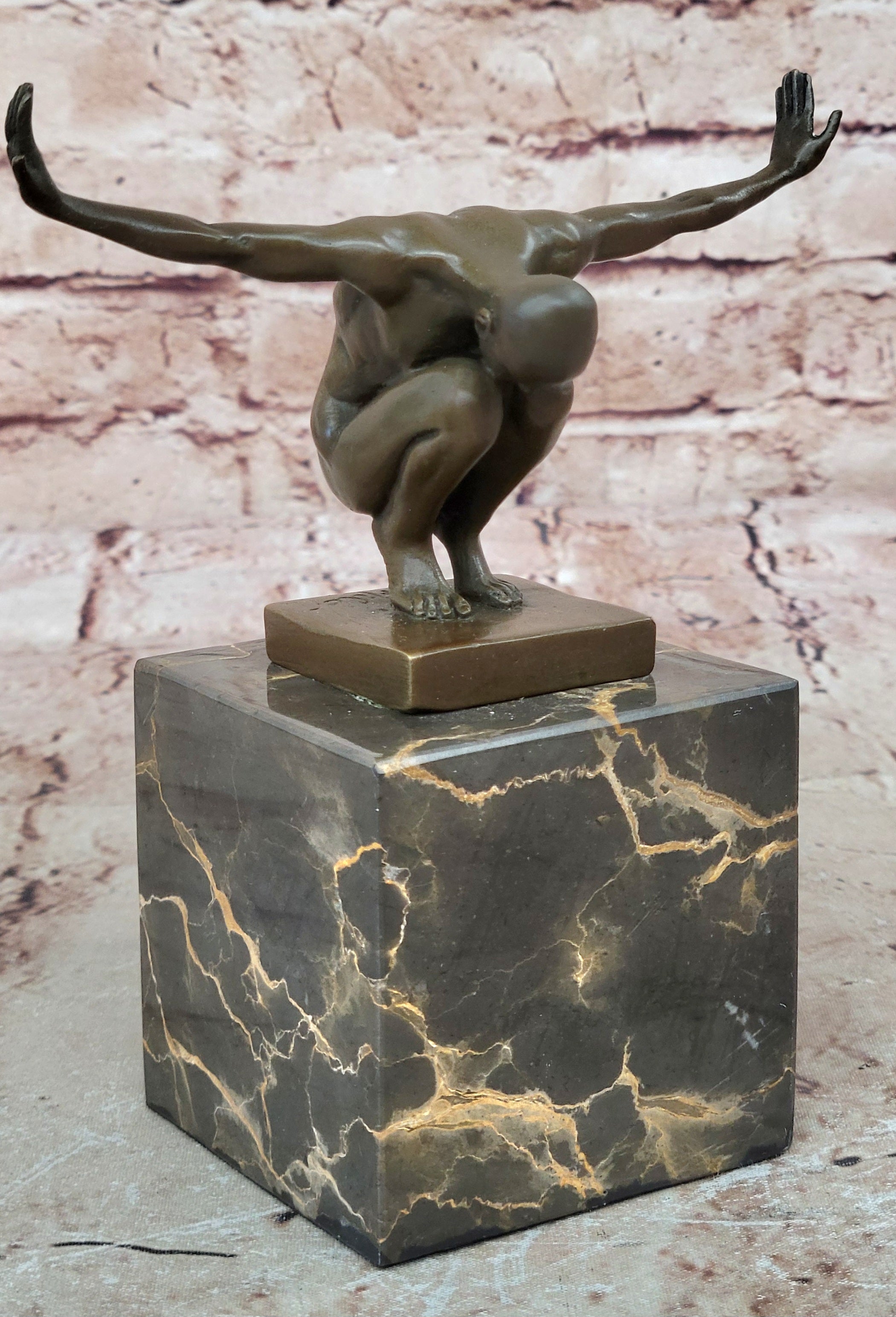 Handcrafted Detailed Vienna Bronze Gay Interest Nude Naked Man Athlete Statue