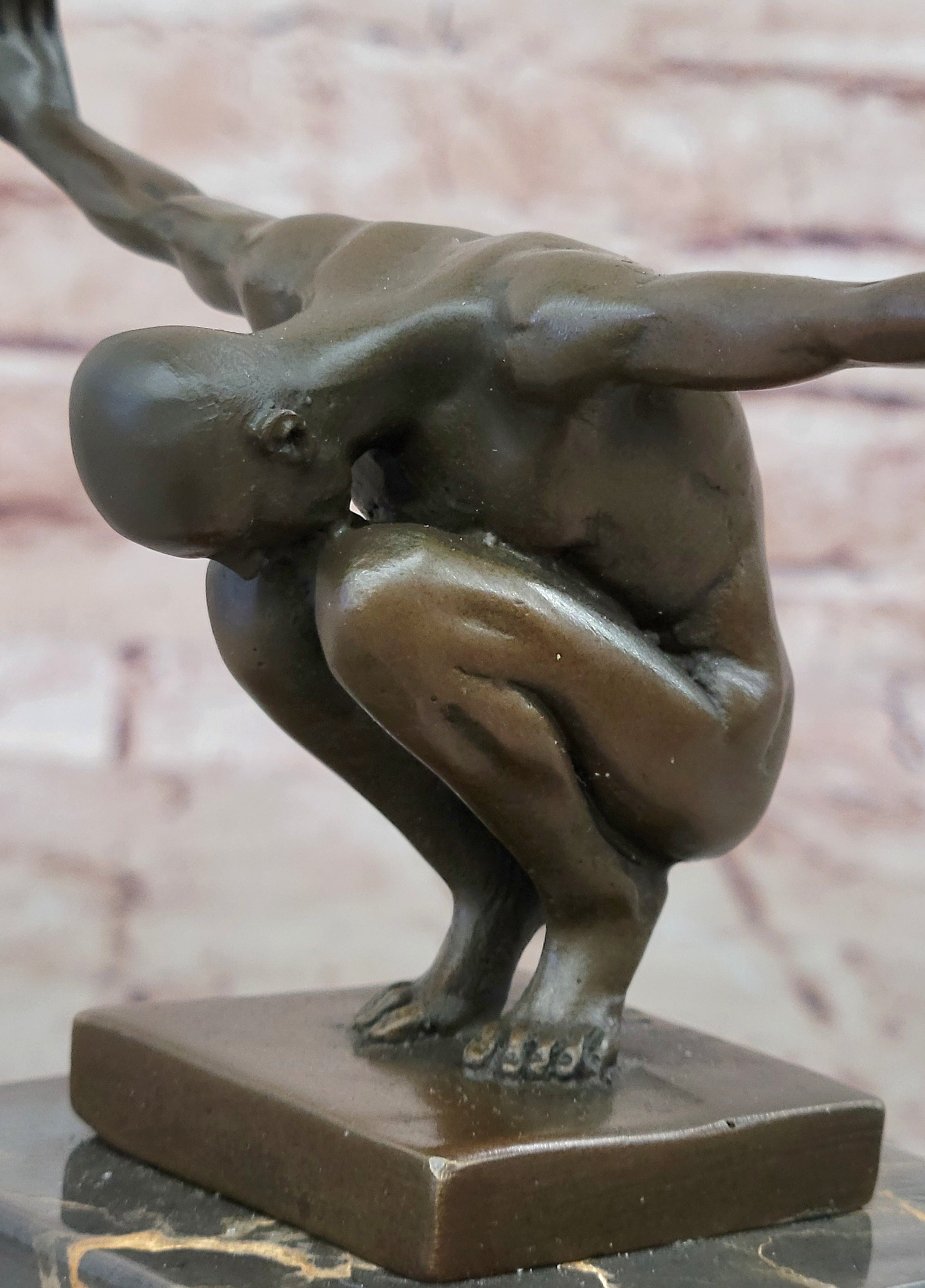 Handcrafted Detailed Vienna Bronze Gay Interest Nude Naked Man Athlete Statue