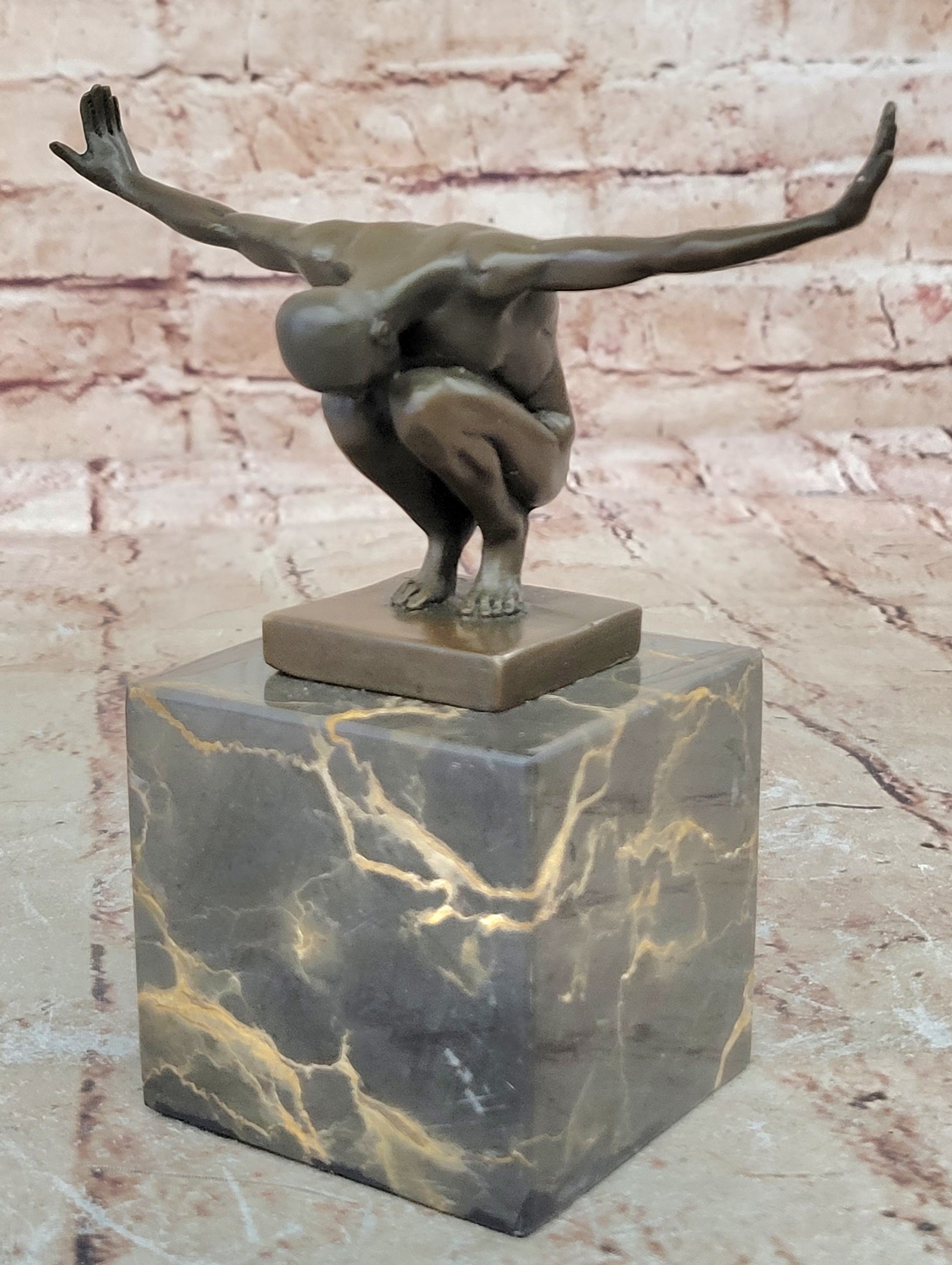 Handcrafted Detailed Vienna Bronze Gay Interest Nude Naked Man Athlete Statue