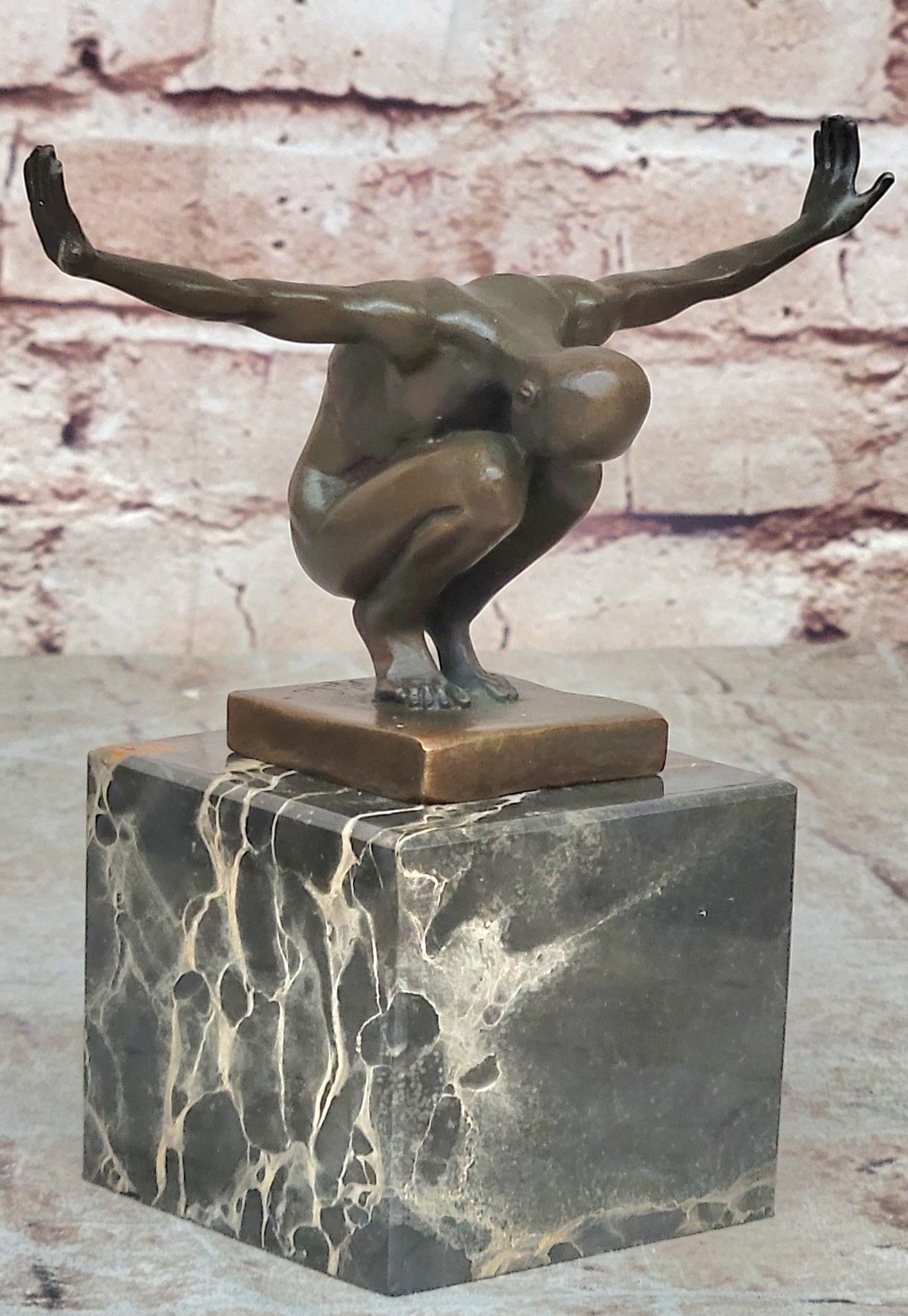Handcrafted Detailed Vienna Bronze Gay Interest Nude Naked Man Athlete Statue