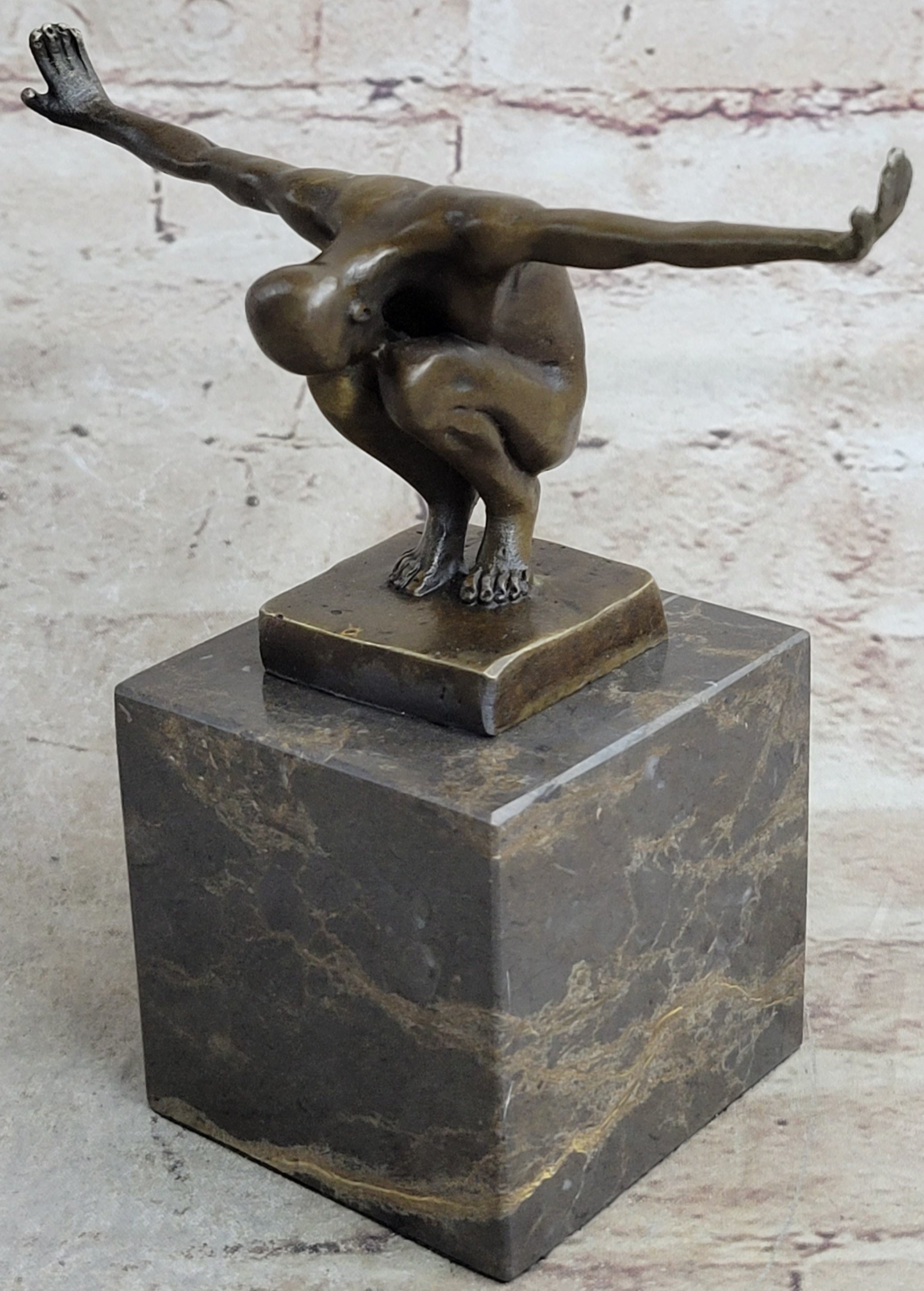 Handcrafted Detailed Vienna Bronze Gay Interest Nude Naked Man Athlete Statue