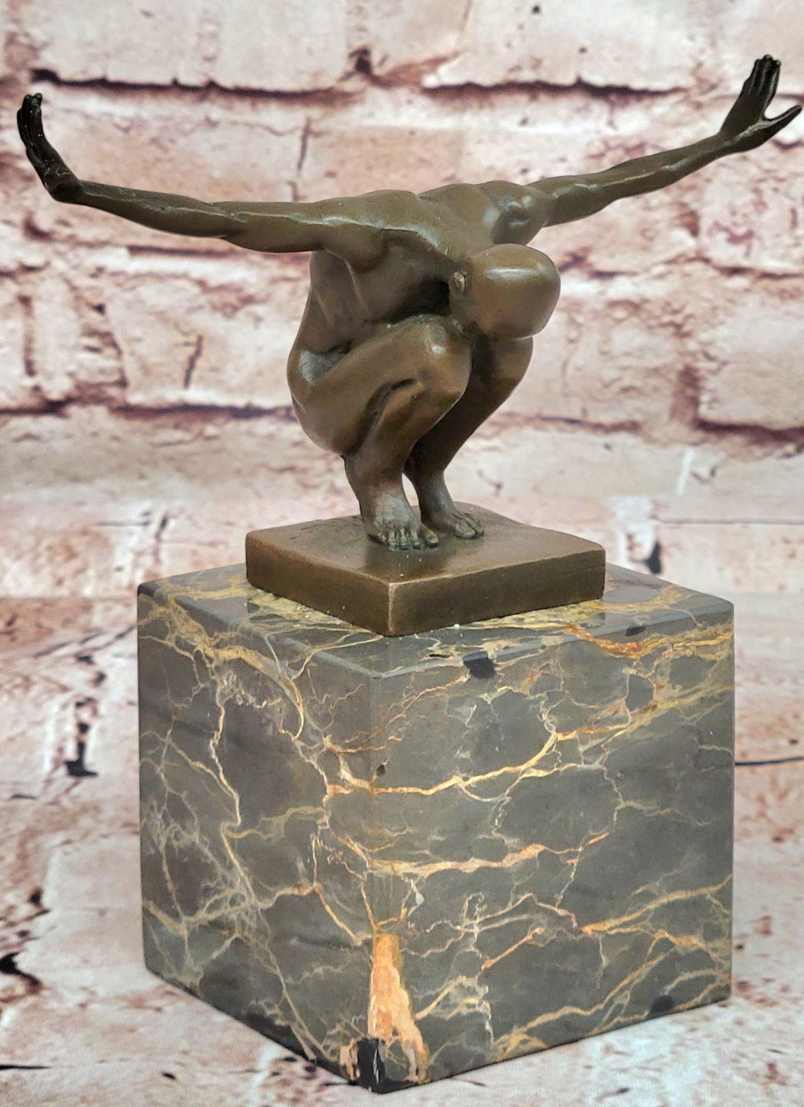Handcrafted Detailed Vienna Bronze Gay Interest Nude Naked Man Athlete Statue