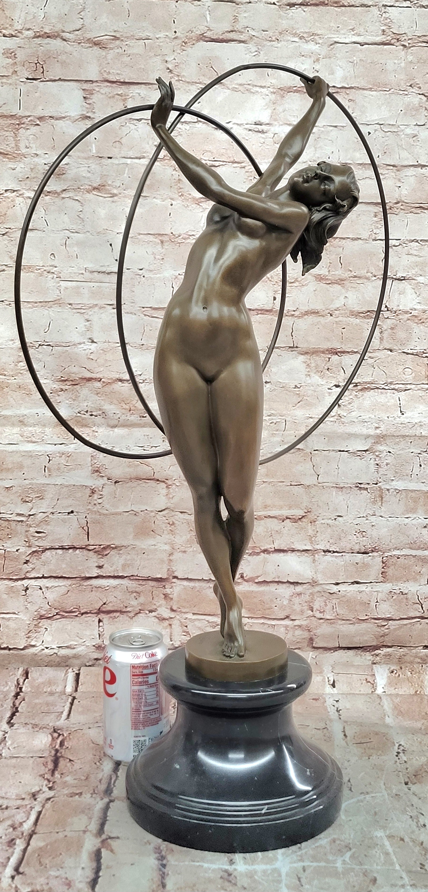 Cesaro Style Bronze Hoop Dancer Statue Art Deco Gymnast Collectible Decor