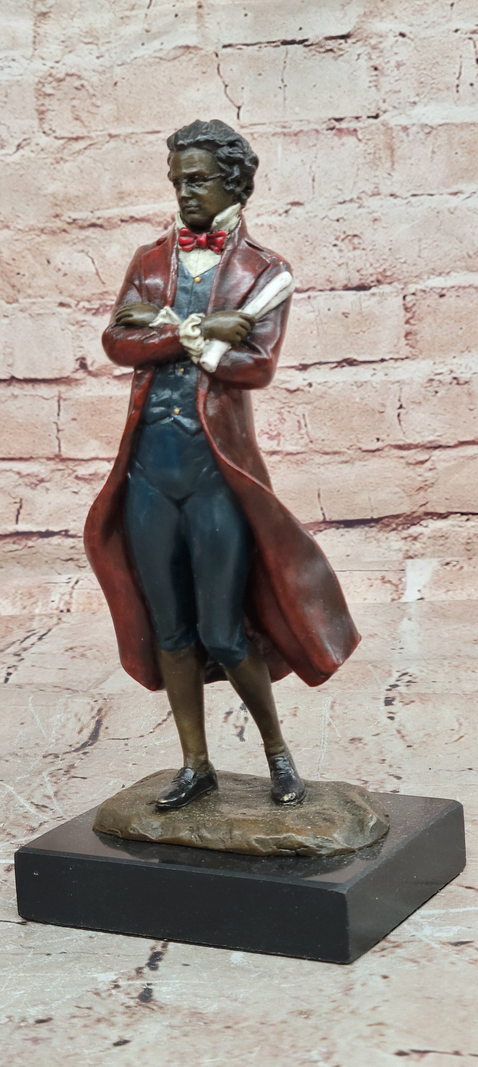 Hot Cast Bronze Franz Schubert Sculpture Signed Milo Musical Genius Artwork