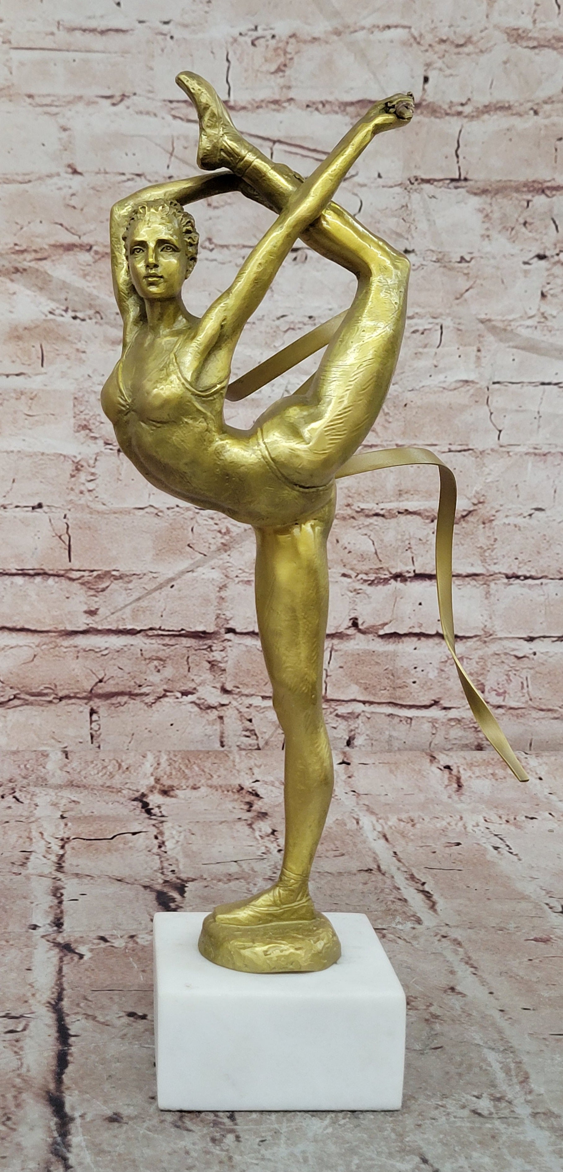 Bronze Athletic Gymnast Sculpture Signed Aldo Vitaleh Collectible Trophy Art