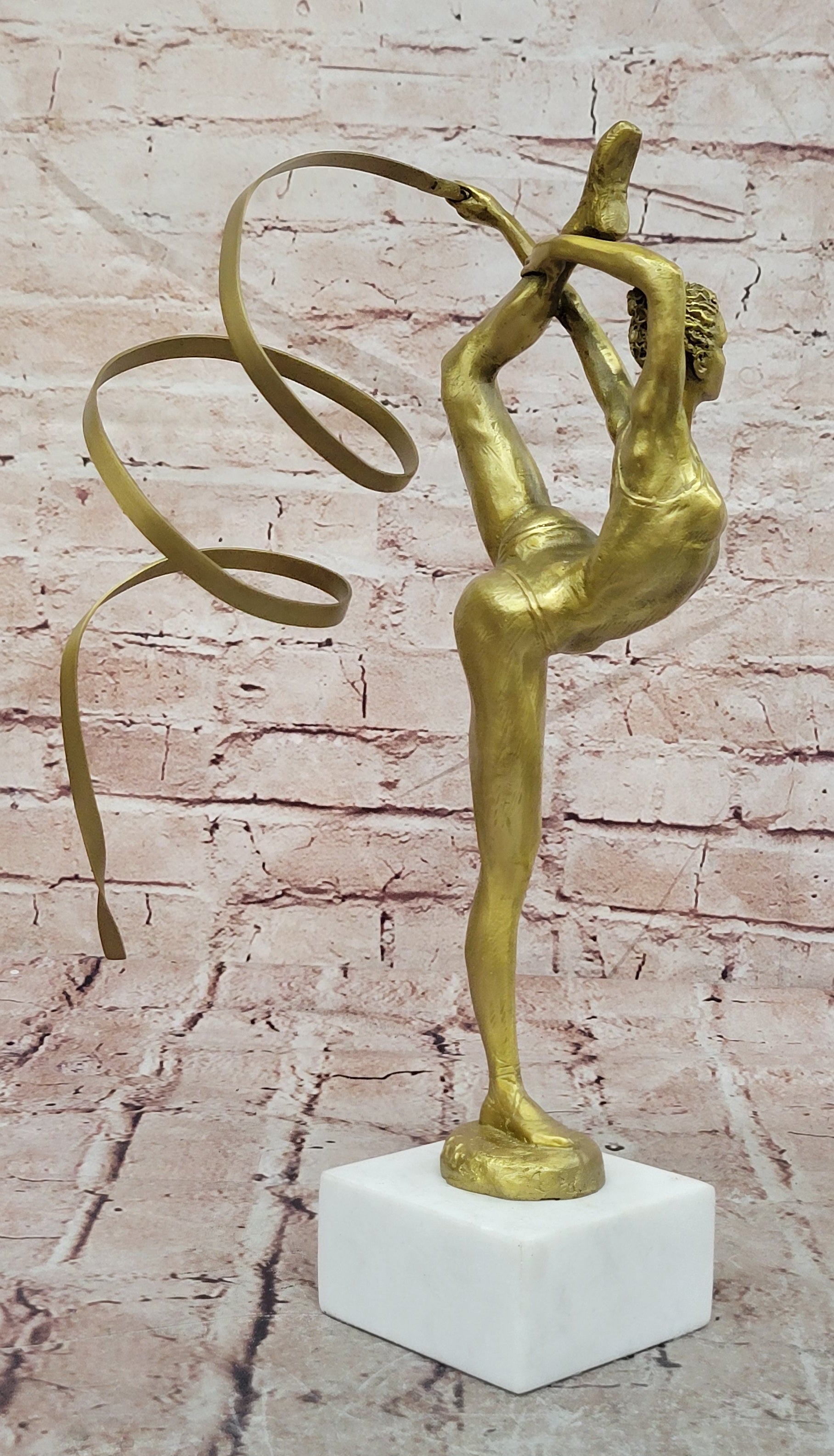 Bronze Athletic Gymnast Sculpture Signed Aldo Vitaleh Collectible Trophy Art