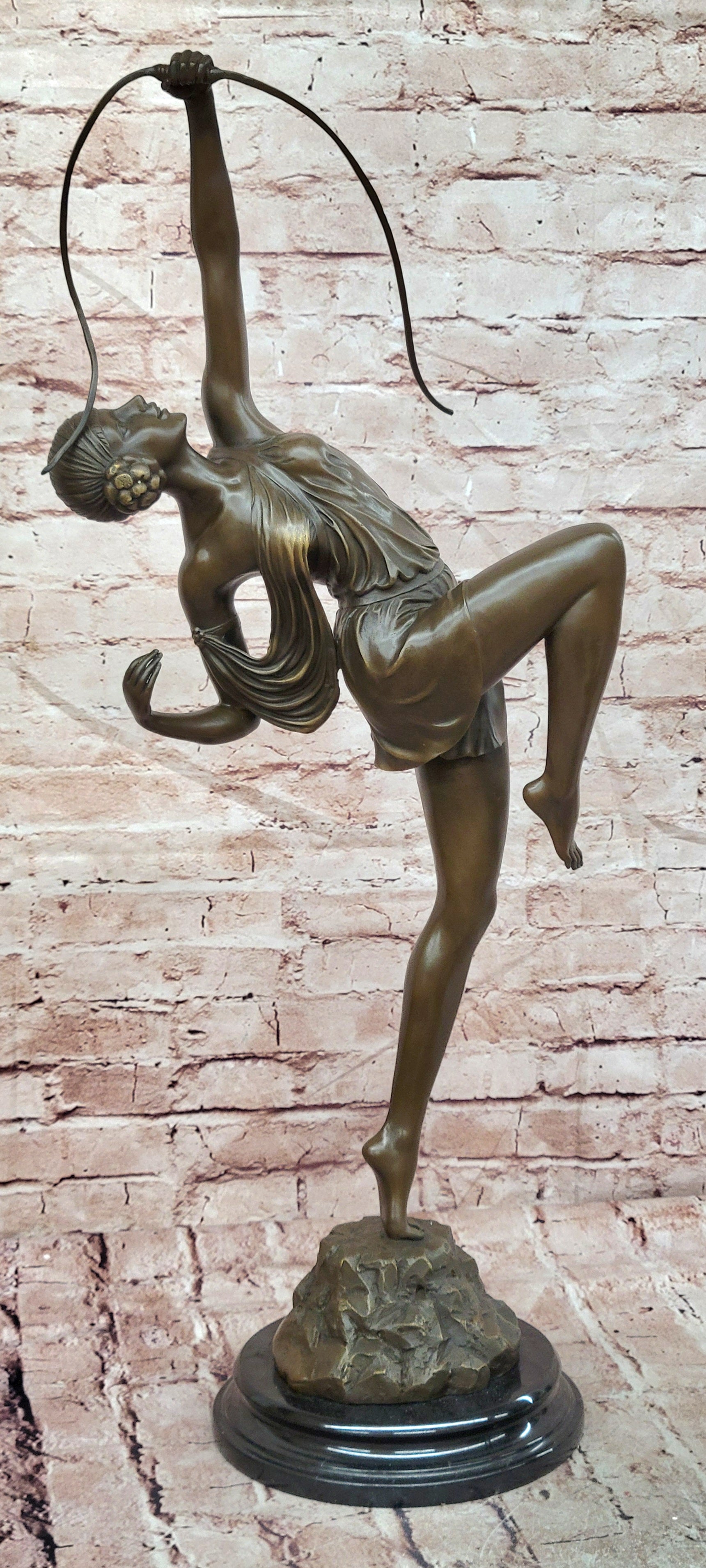 Bronze Diana Artemis Figurine Mirval Signed Hunt Goddess Collectible Art
