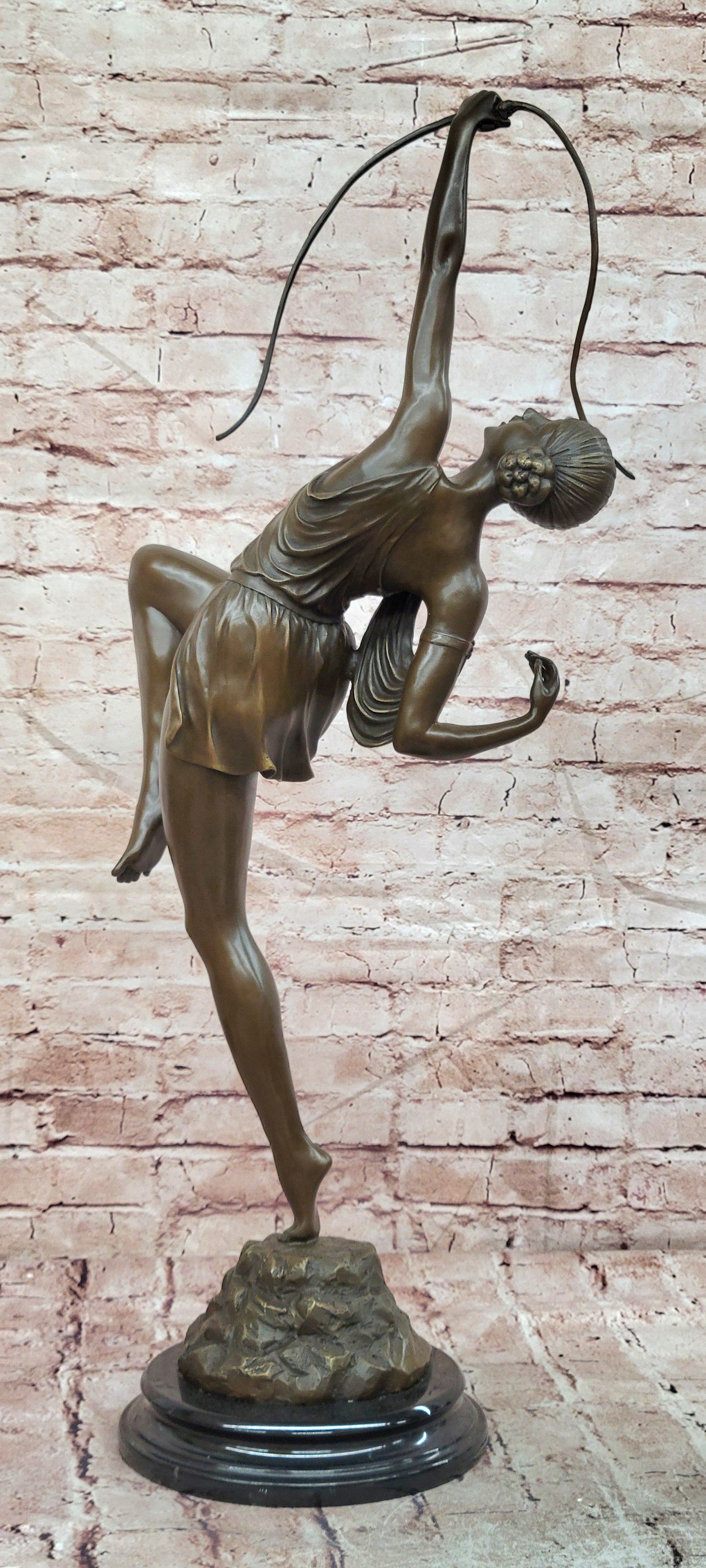 Bronze Diana Artemis Figurine Mirval Signed Hunt Goddess Collectible Art