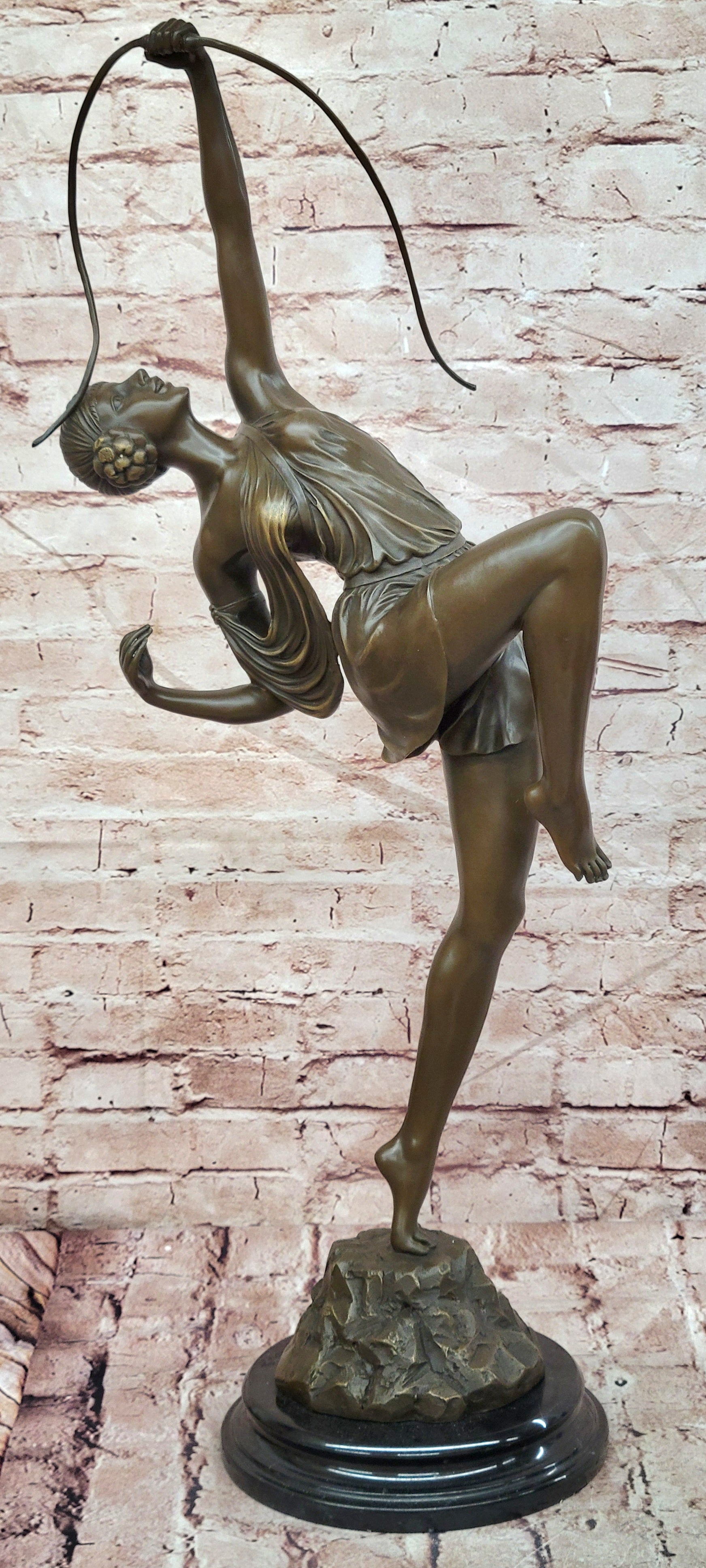 Bronze Diana Artemis Figurine Mirval Signed Hunt Goddess Collectible Art