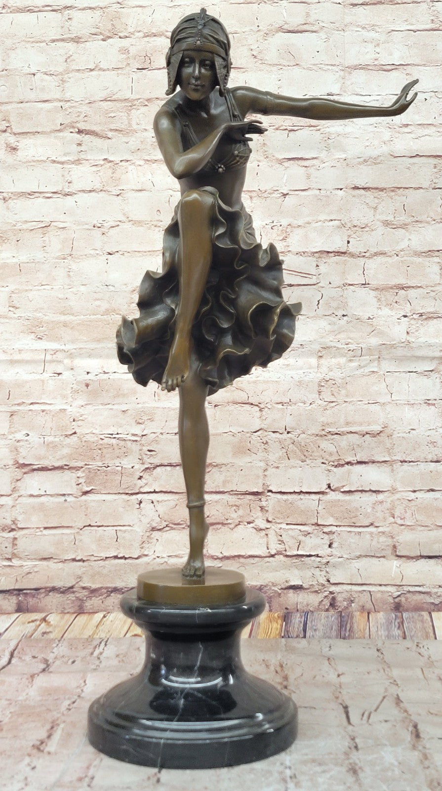 Art Deco/ Nouveau Sexy Dancer by Romanian Artist Chiparus Bronze Sculpture 27 Tall