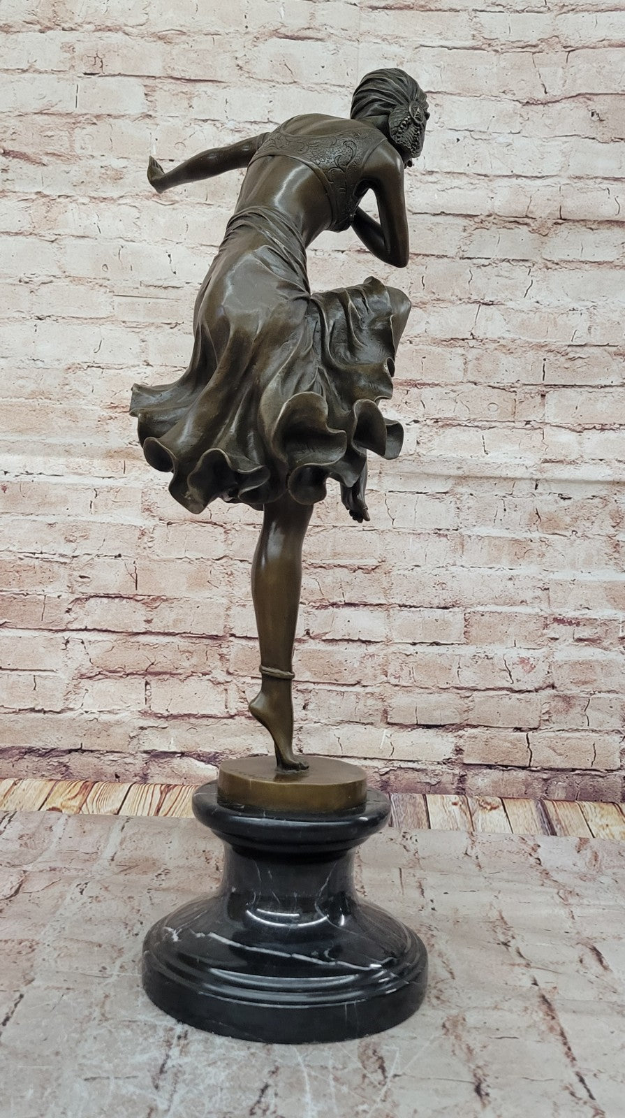 Art Deco/ Nouveau Sexy Dancer by Romanian Artist Chiparus Bronze Sculpture 27 Tall
