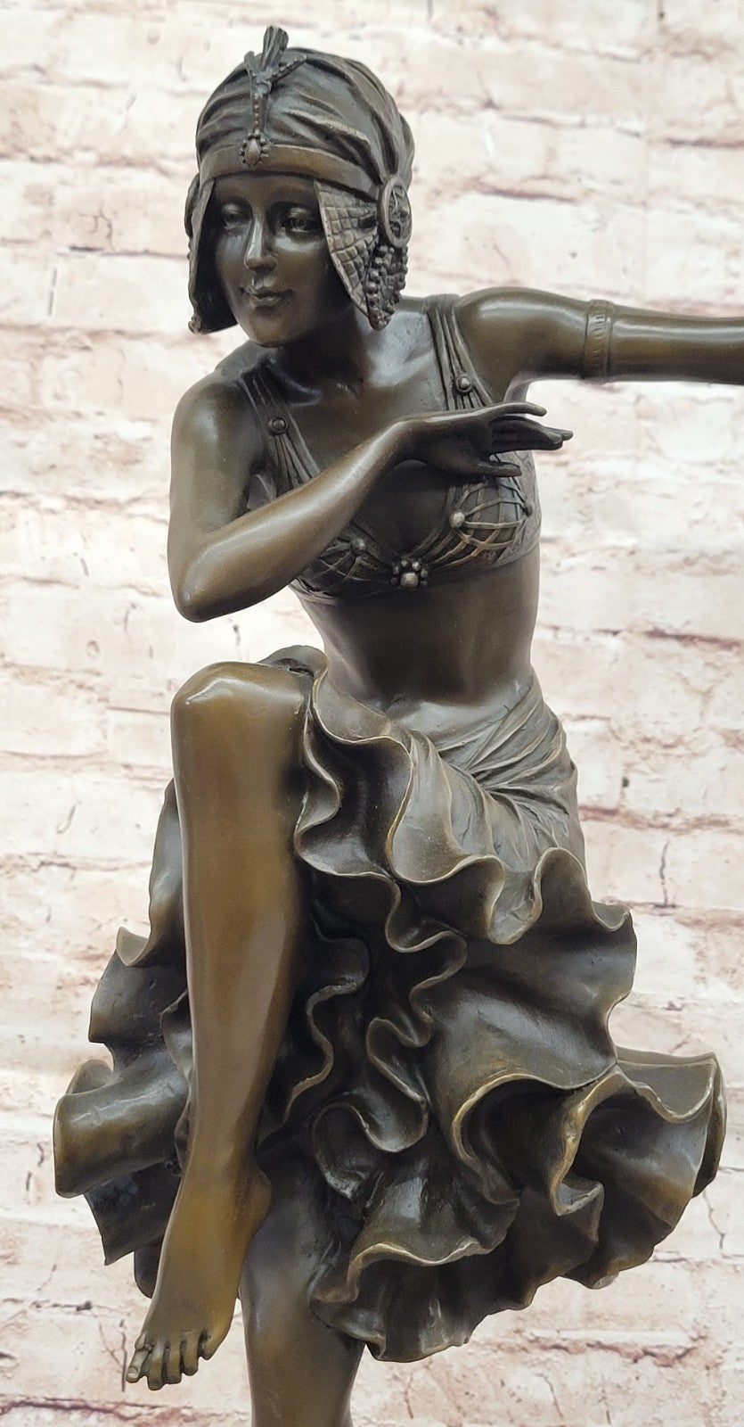 Art Deco/ Nouveau Sexy Dancer by Romanian Artist Chiparus Bronze Sculpture 27 Tall