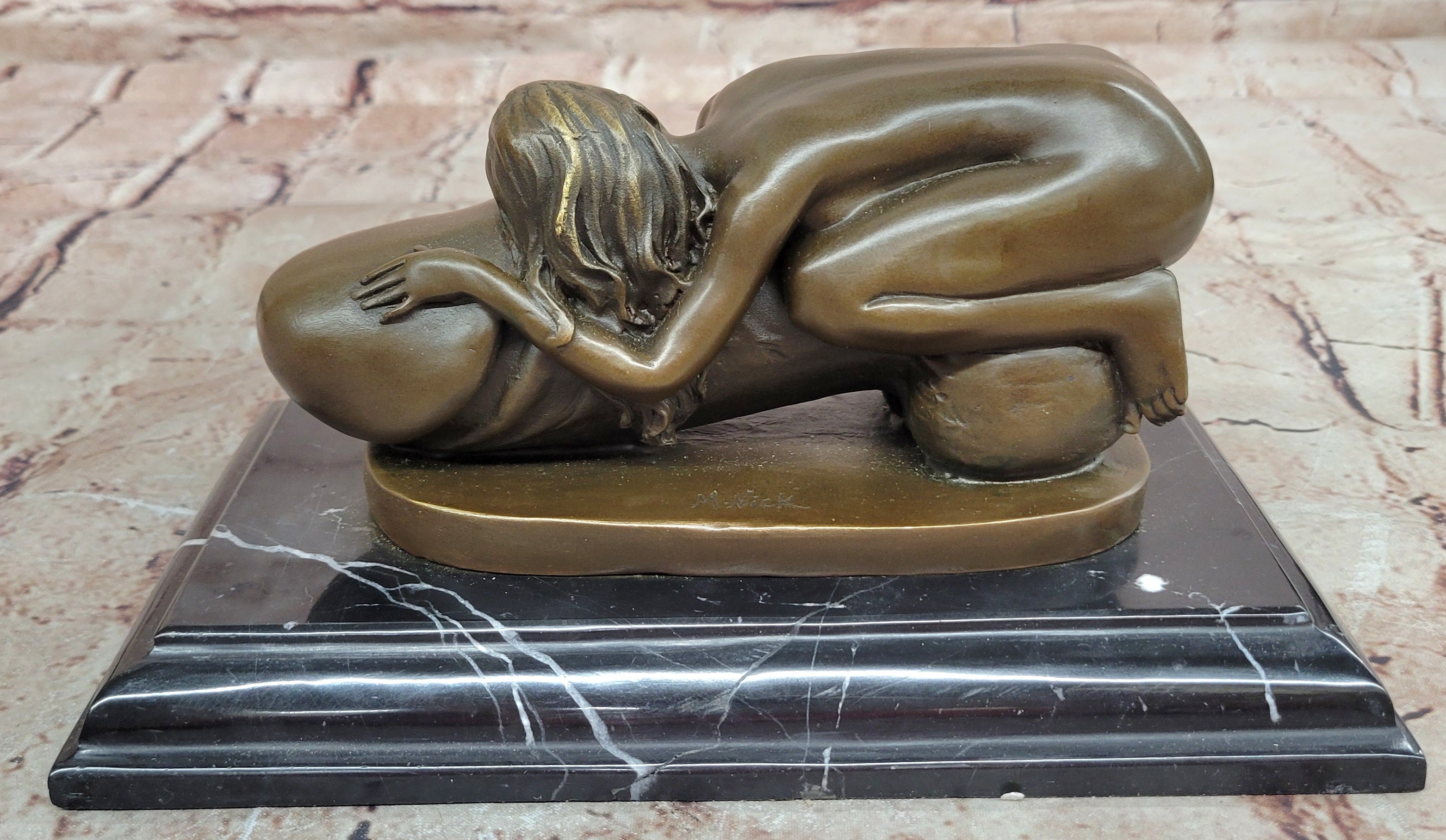 Hot Cast Erotic Nude Woman Bronze Statue by Mario Nick Sensual Artwork Figurine