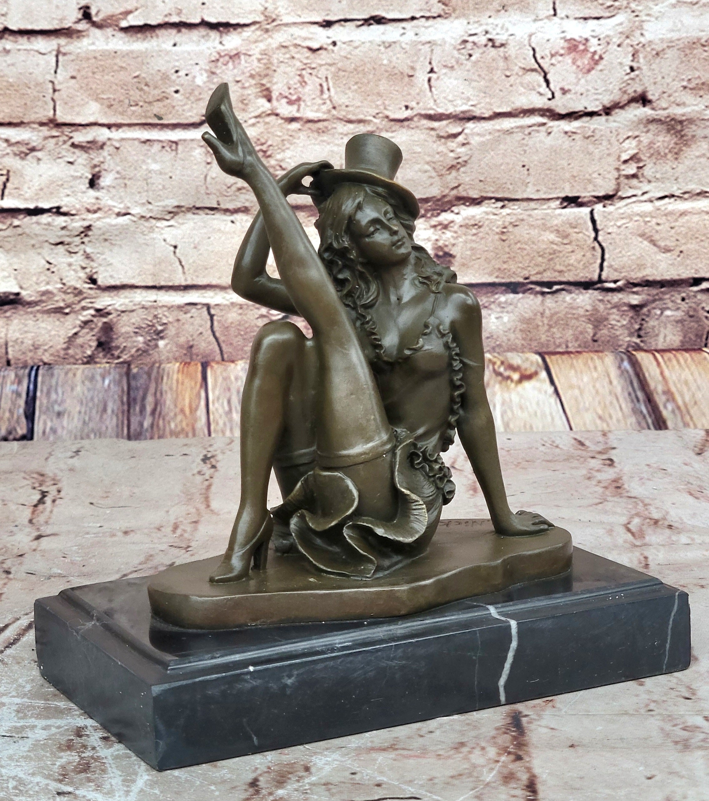 Art Deco Jazz Dancer Hot Cast Bronze Sculpture Marble Base Figurine Figure Decor