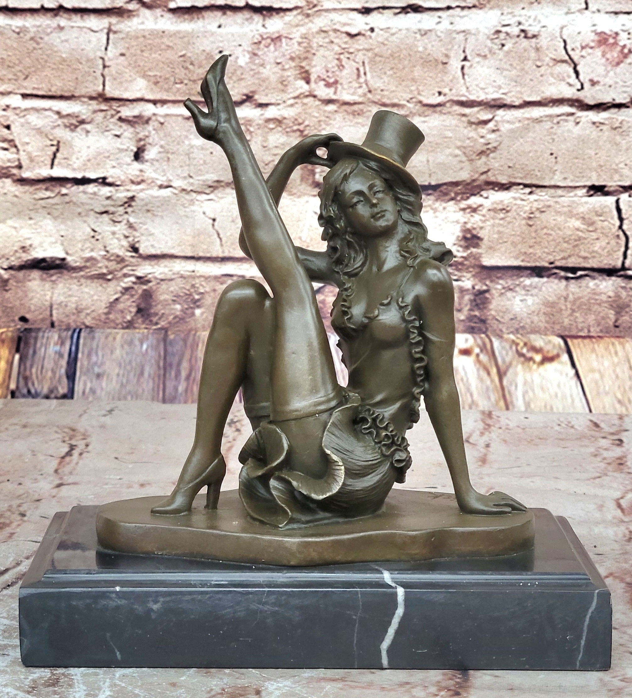 Art Deco Jazz Dancer Hot Cast Bronze Sculpture Marble Base Figurine Figure Decor