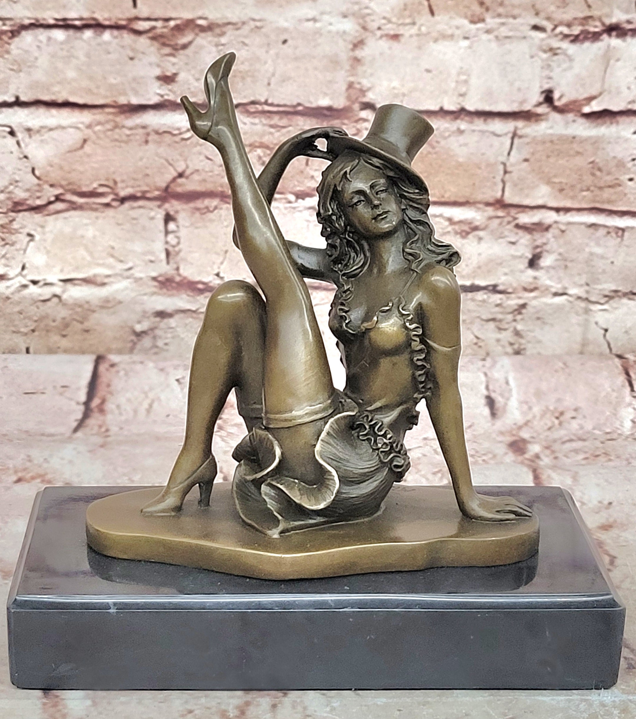 Art Deco Jazz Dancer Hot Cast Bronze Sculpture Marble Base Figurine Figure Decor