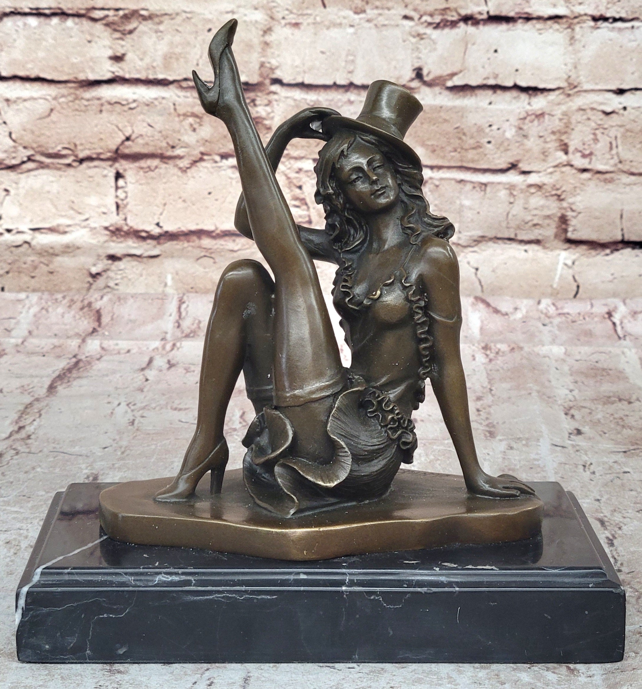Art Deco Jazz Dancer Hot Cast Bronze Sculpture Marble Base Figurine Figure Decor