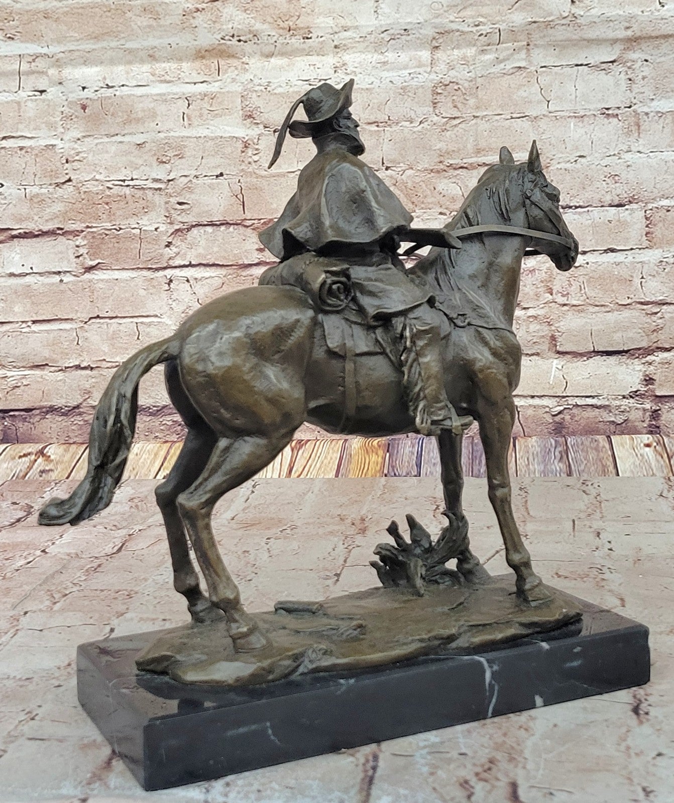 Art Deco Western Art Remington Tribute Lost Wax Method Marble Base Figurine Sale