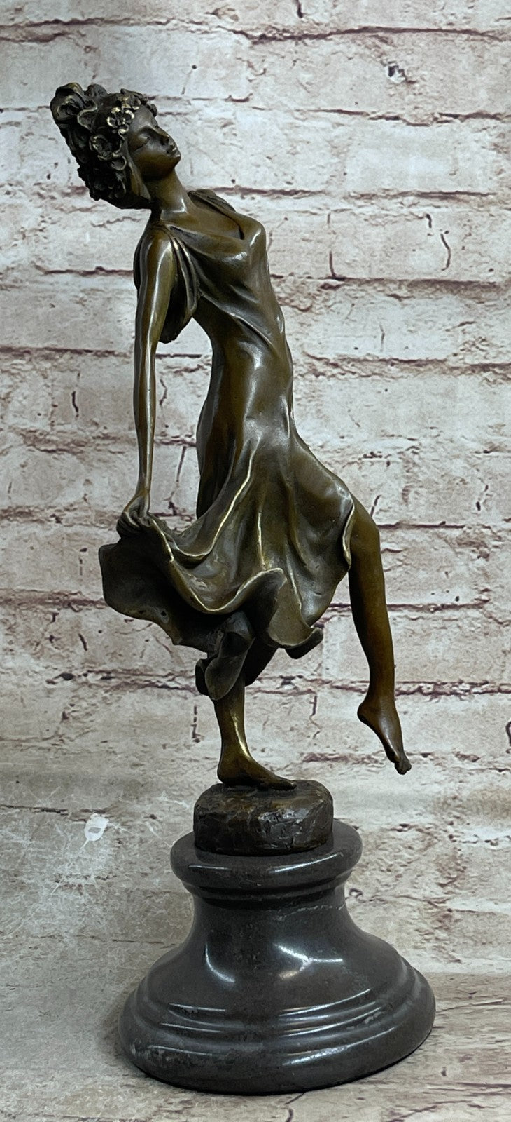 Original 100% Solid Bronze Sculpture Nude Female Sexy Girl Statue Figure Deco