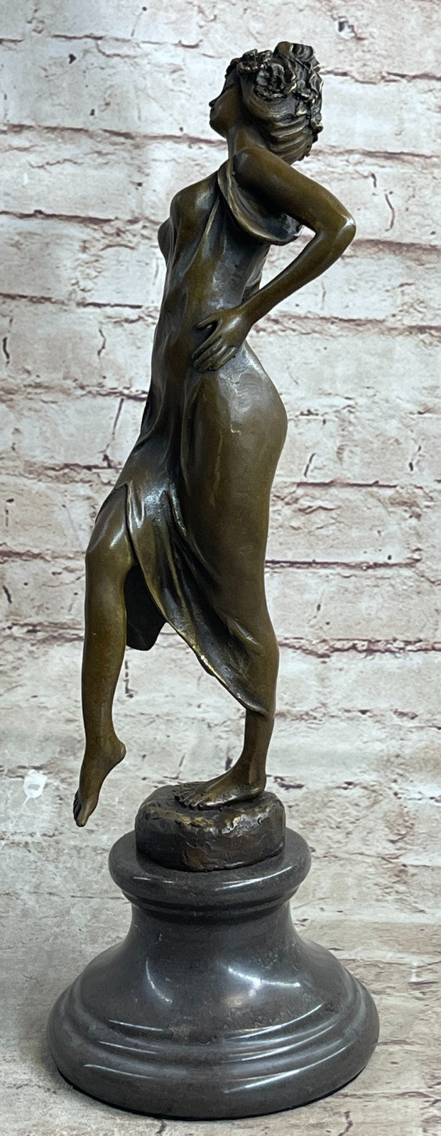 Original 100% Solid Bronze Sculpture Nude Female Sexy Girl Statue Figure Deco