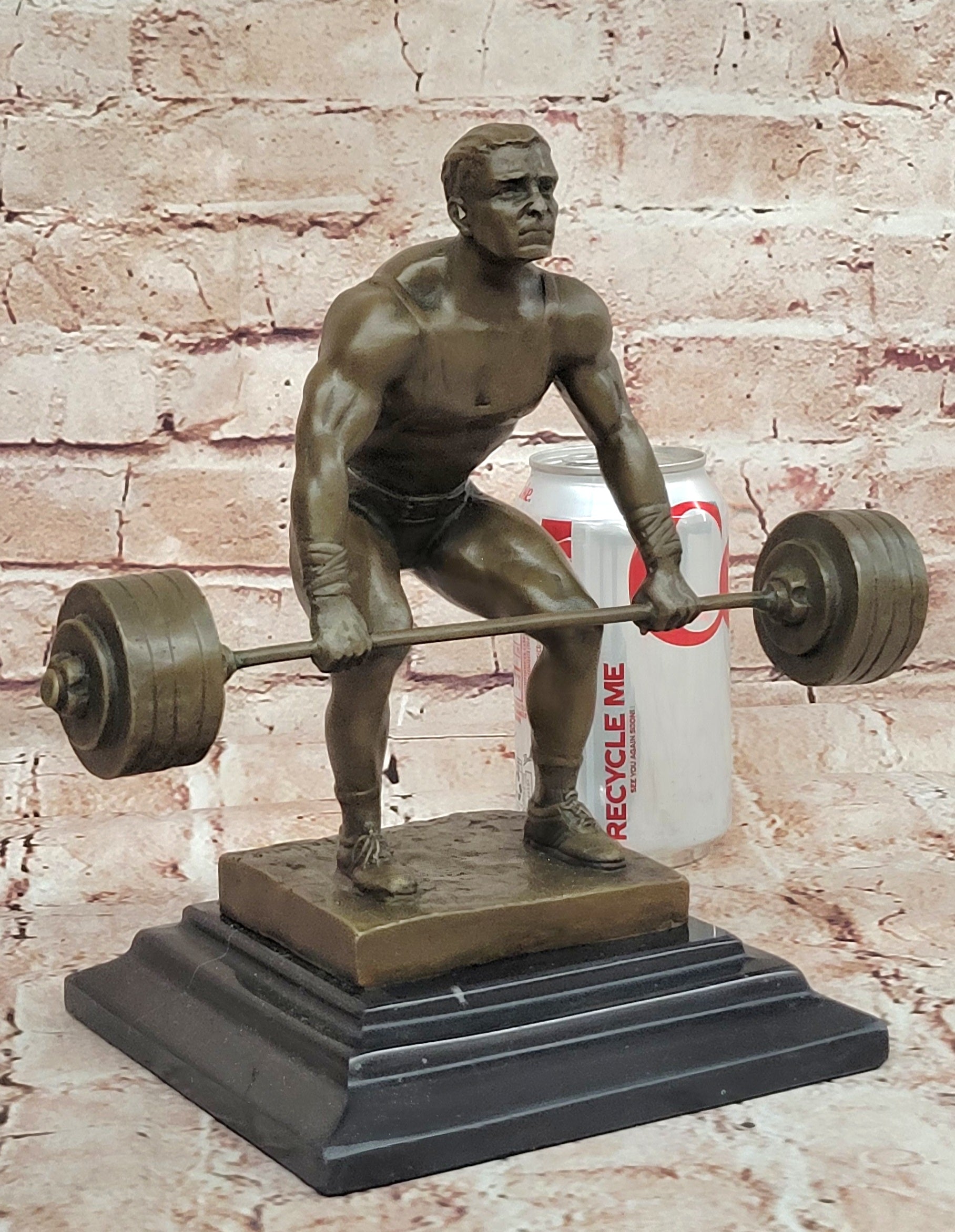 Handcrafted Detailed Weightlifters by French Artisan Jean Patoue Bronze Sculpture