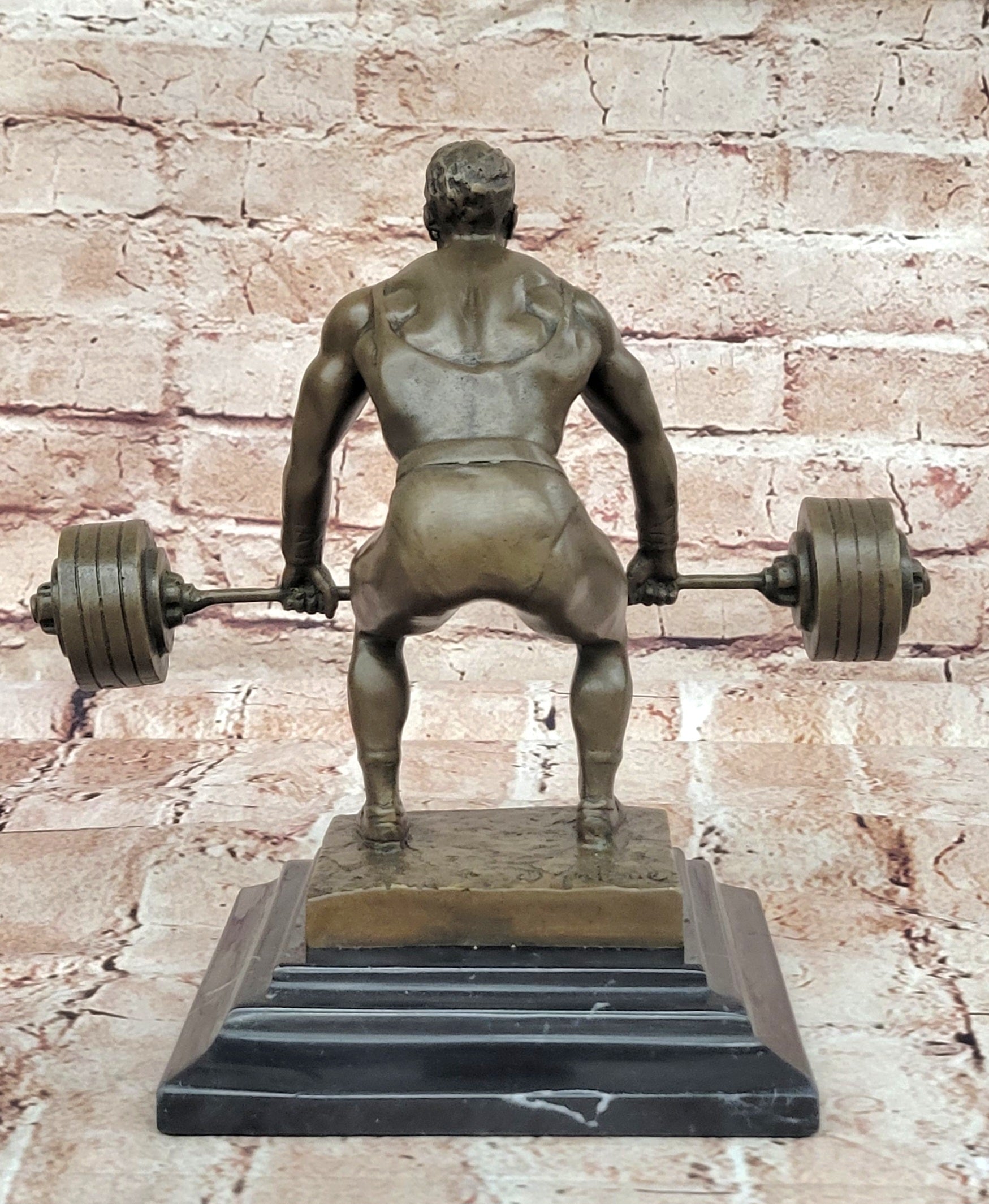 Handcrafted Detailed Weightlifters by French Artisan Jean Patoue Bronze Sculpture