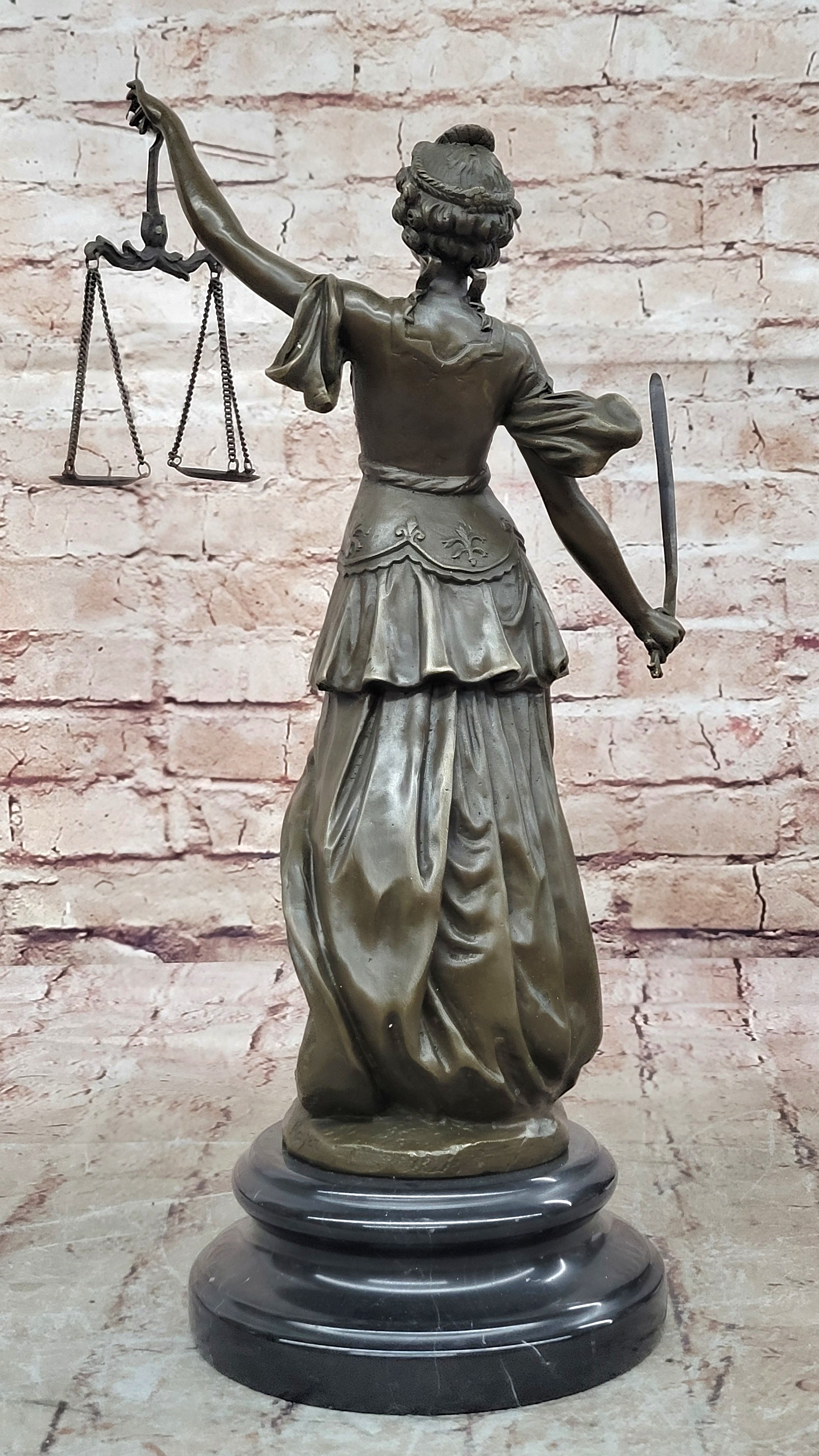 SIGNED A. Mayer BRONZE BLIND JUSTICE Lady Liberty 15" TALL STATUE DECORATIVE ART