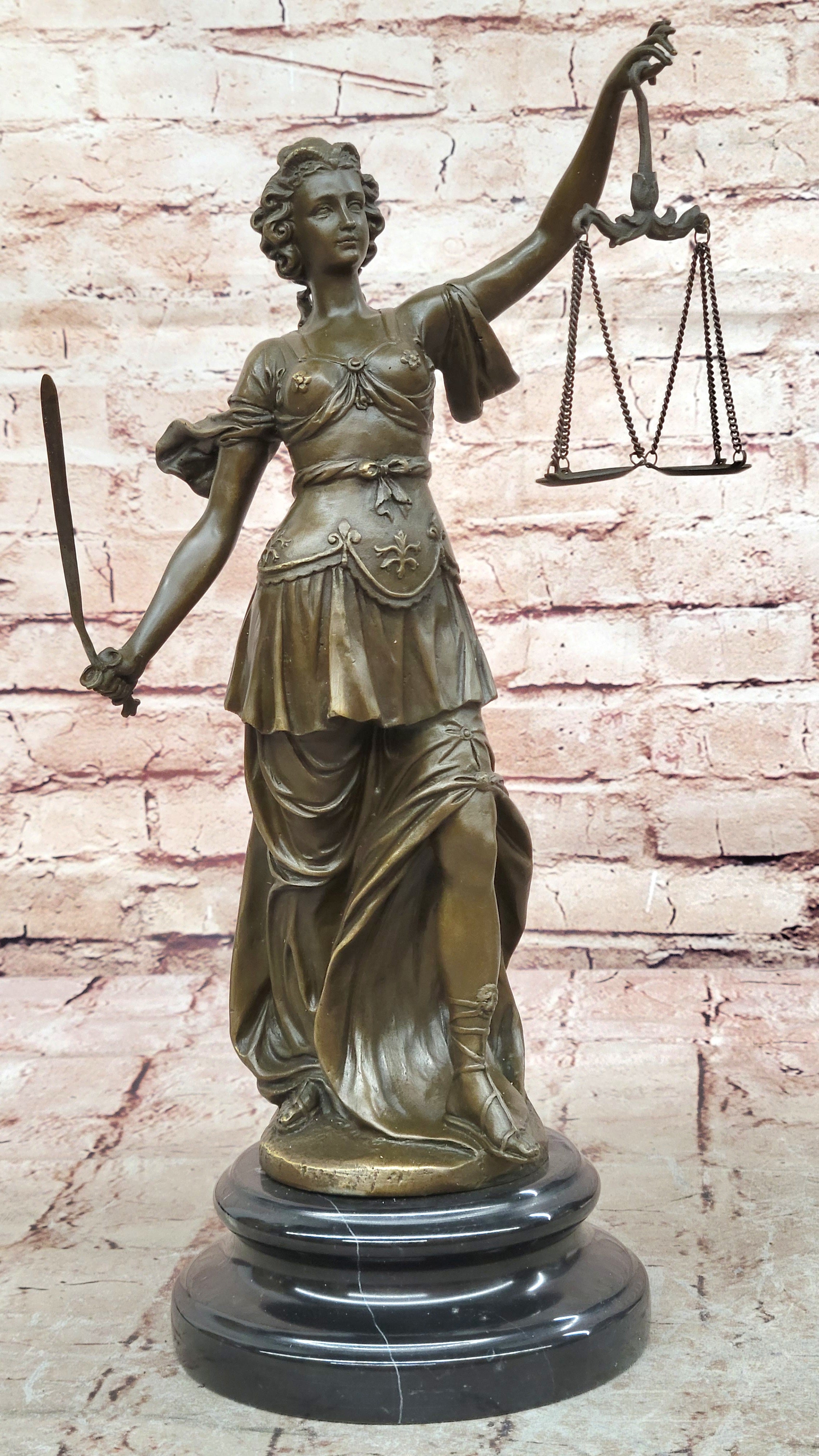 SIGNED A. Mayer BRONZE BLIND JUSTICE Lady Liberty 15" TALL STATUE DECORATIVE ART