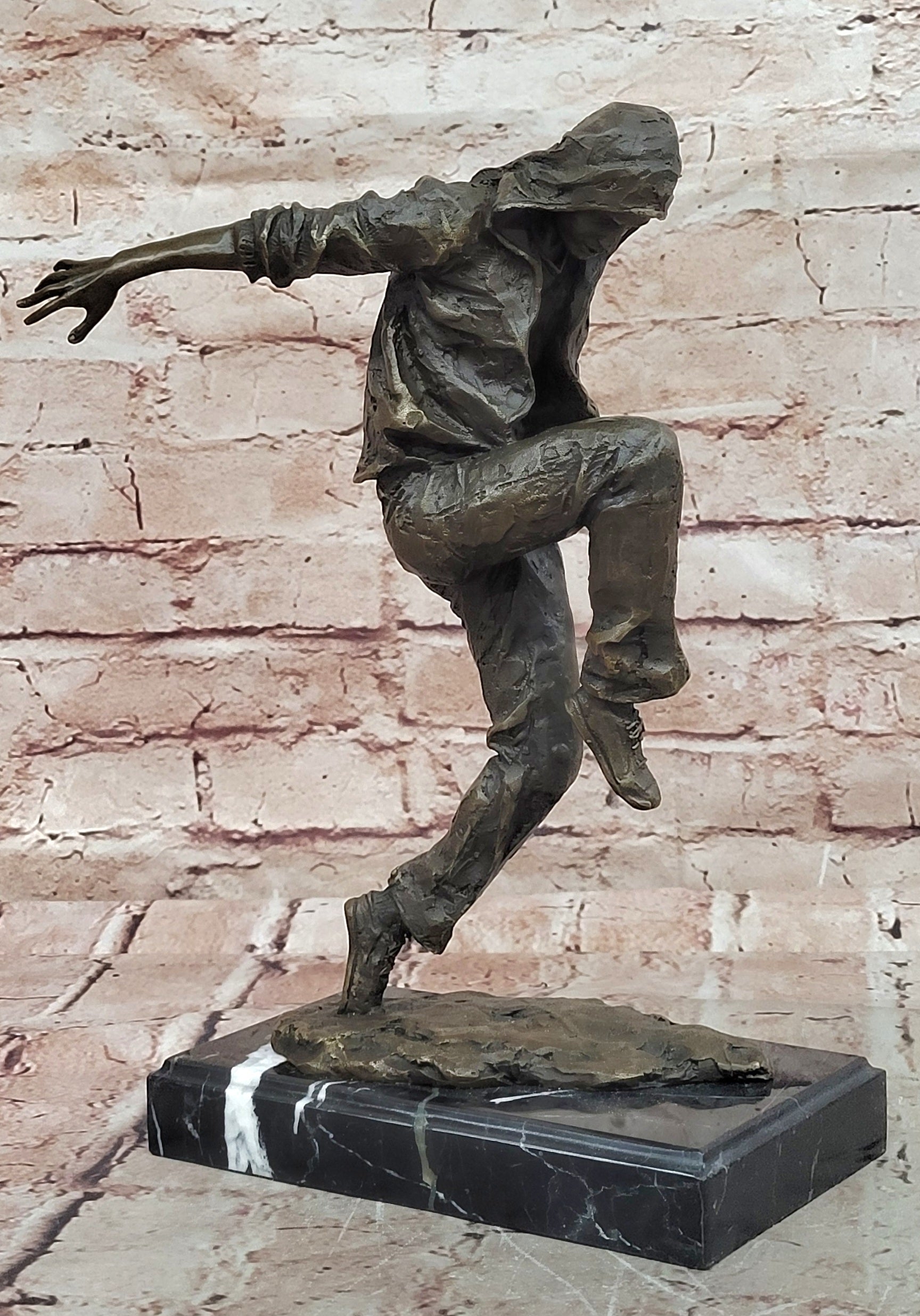 Mid Century Modern Bronze Break Dancer Figurine Home Office Decor