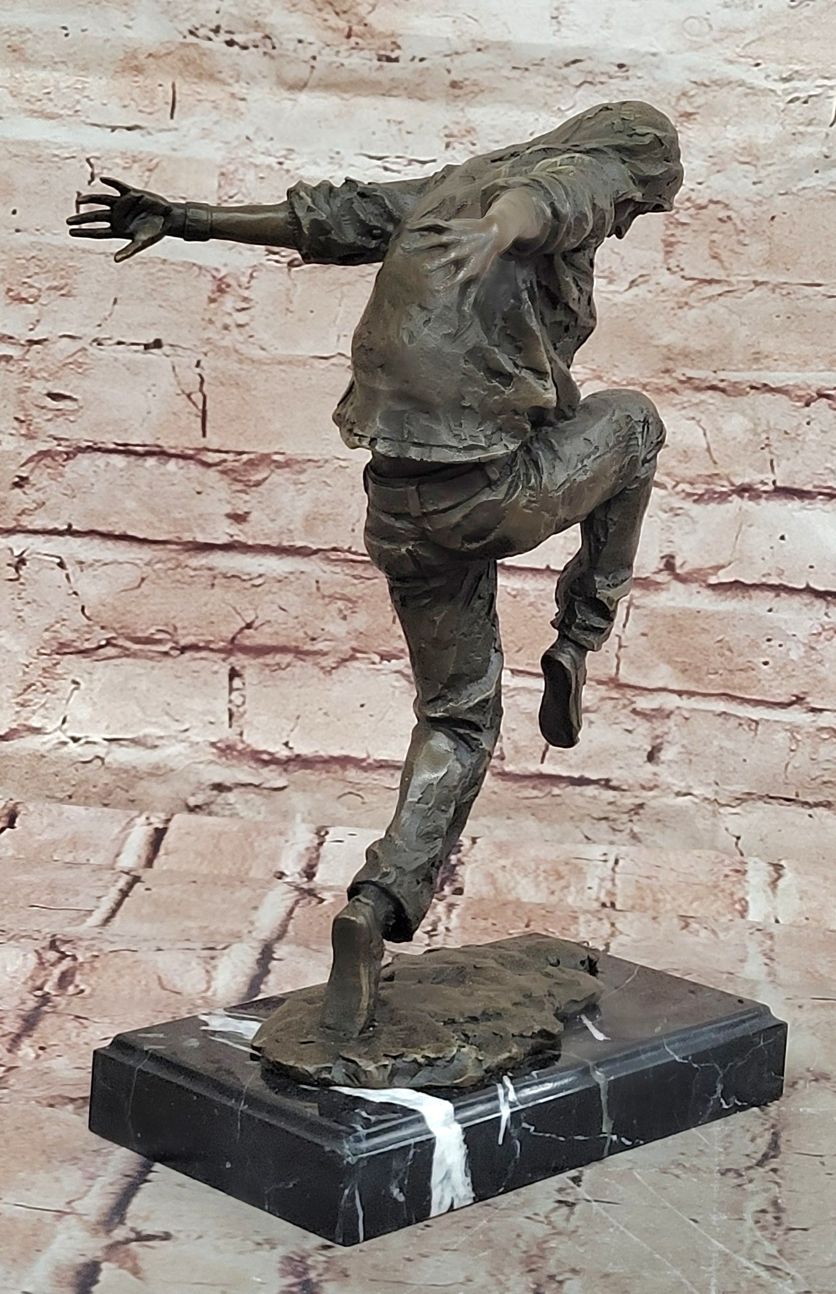 Mid Century Modern Bronze Break Dancer Figurine Home Office Decor