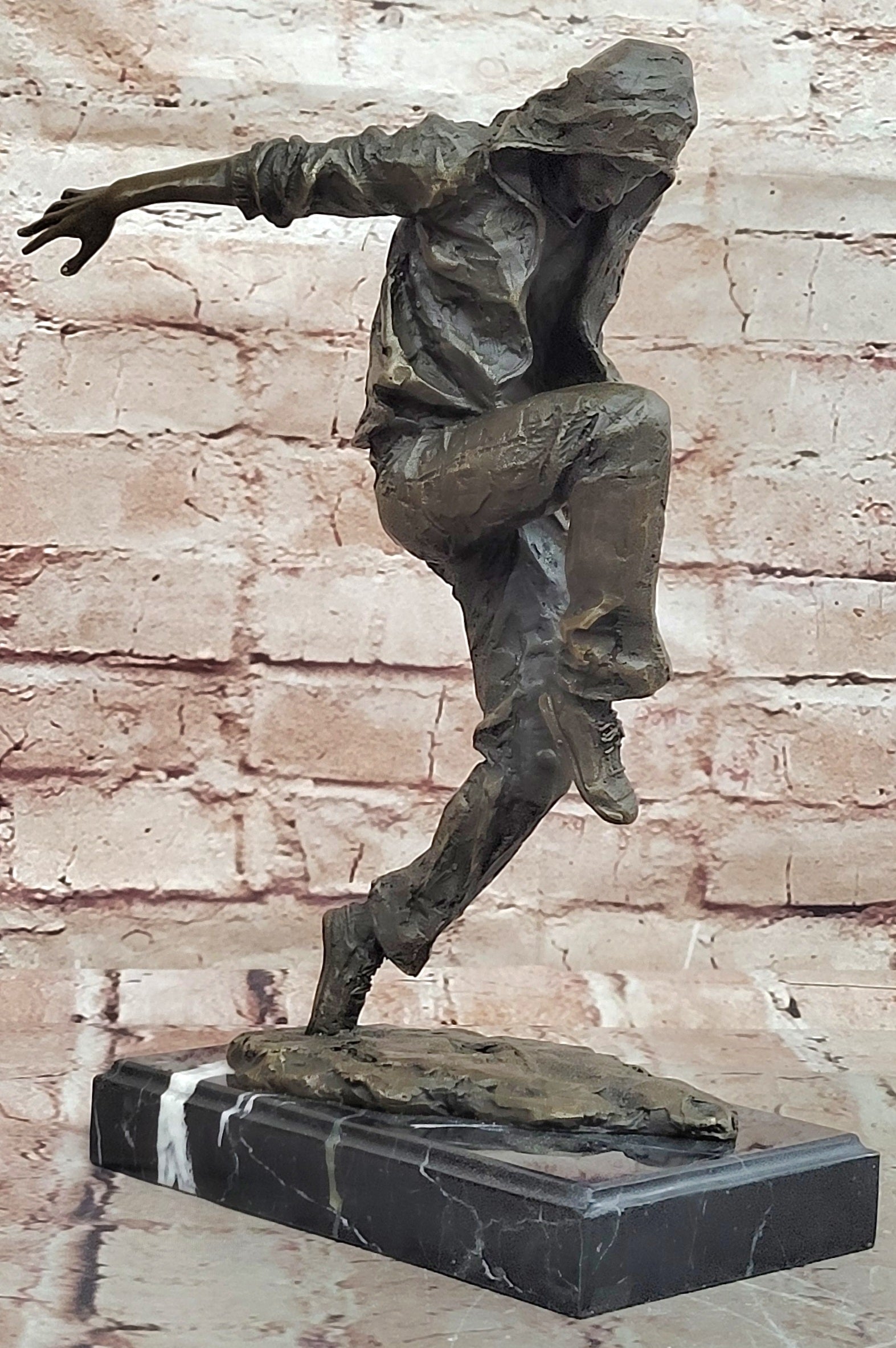 Mid Century Modern Bronze Break Dancer Figurine Home Office Decor