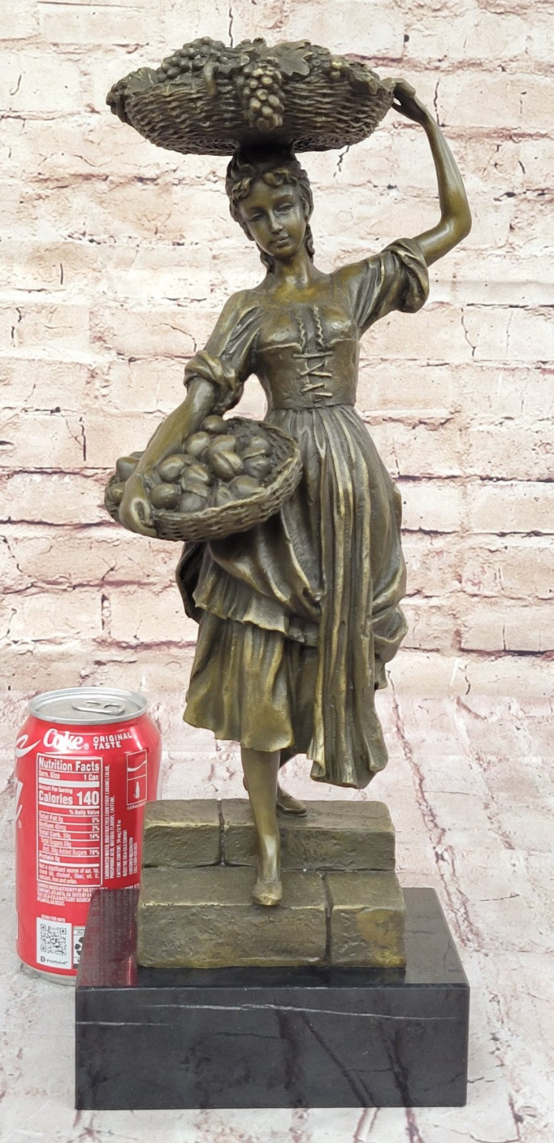 Collectible Art Nouveau Sculpture: Maiden With Fruit Basket by Cesaro Sale