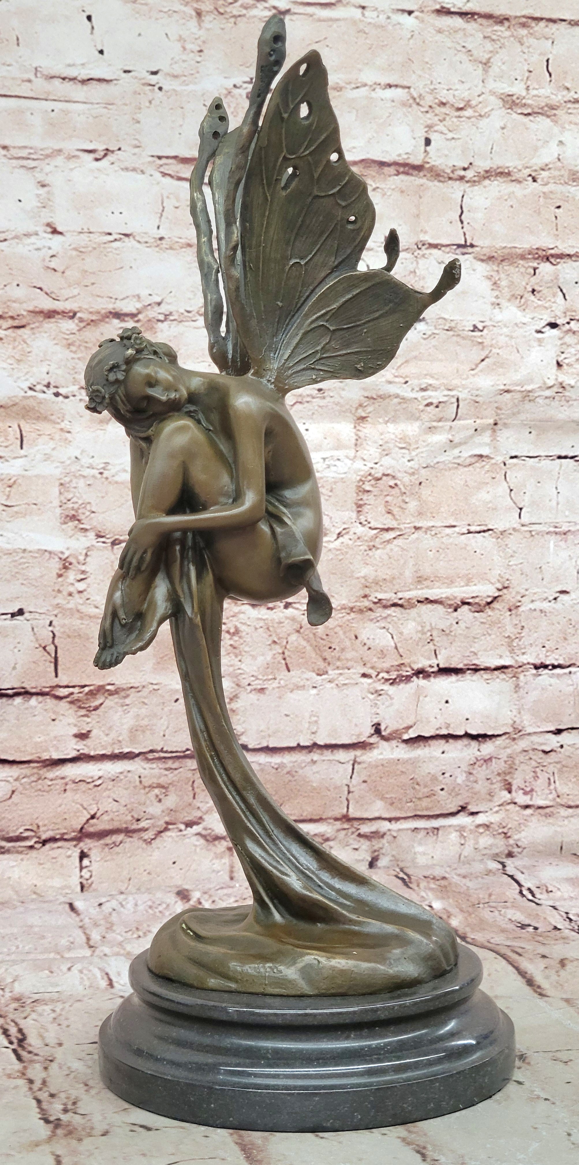 Signed Large Forest Fairy Vitaleh Bronze Deco Statue Sculpture Figurine Art 16" tall