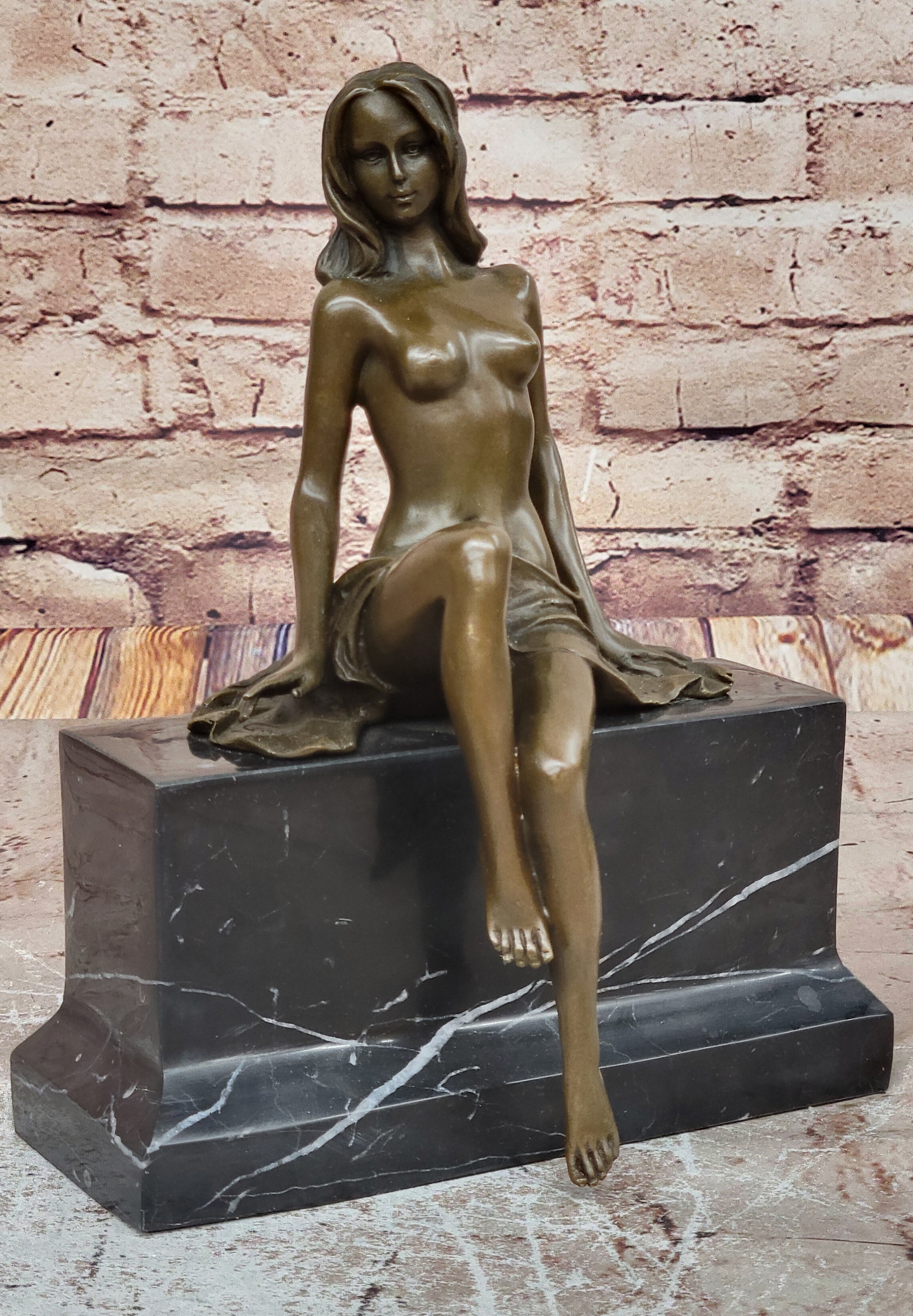 Collector Edition Unique Tall Sexy Goddess Nude Naked Temptress Bronze Sculpture