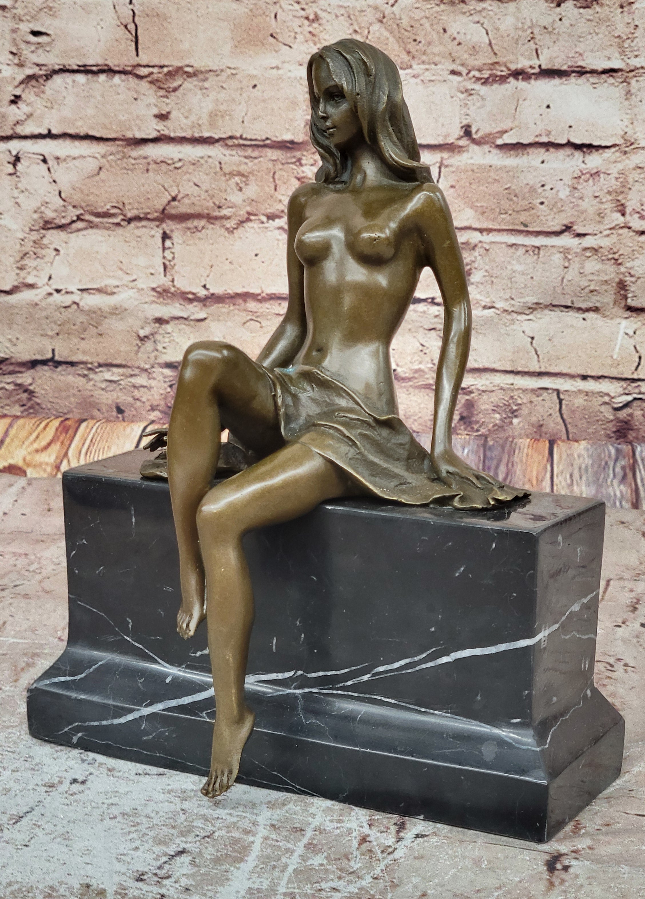 Collector Edition Unique Tall Sexy Goddess Nude Naked Temptress Bronze Sculpture