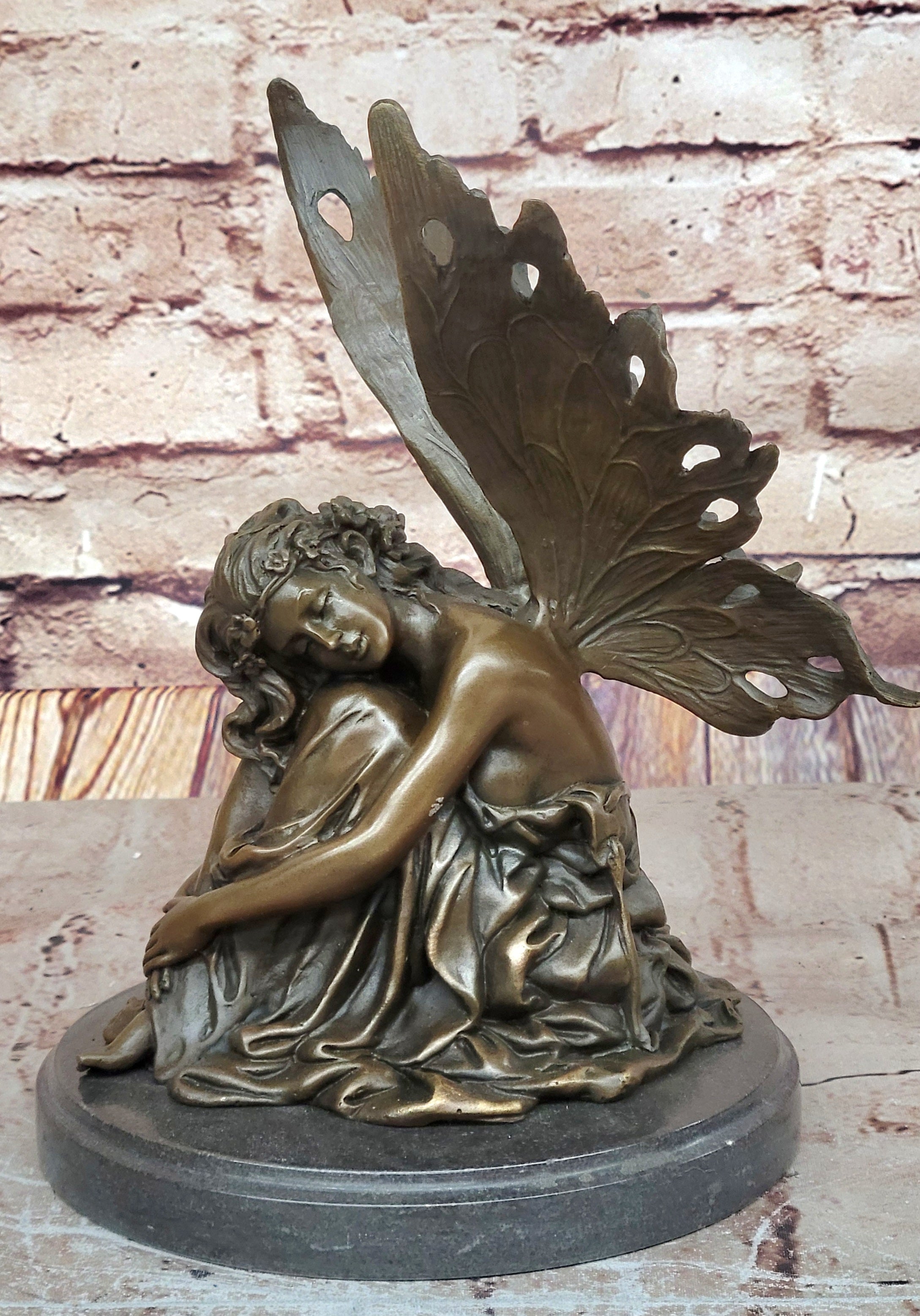European Bronze Finery Bird Fairy Cast Bronze Garden Statue: Home Decorative
