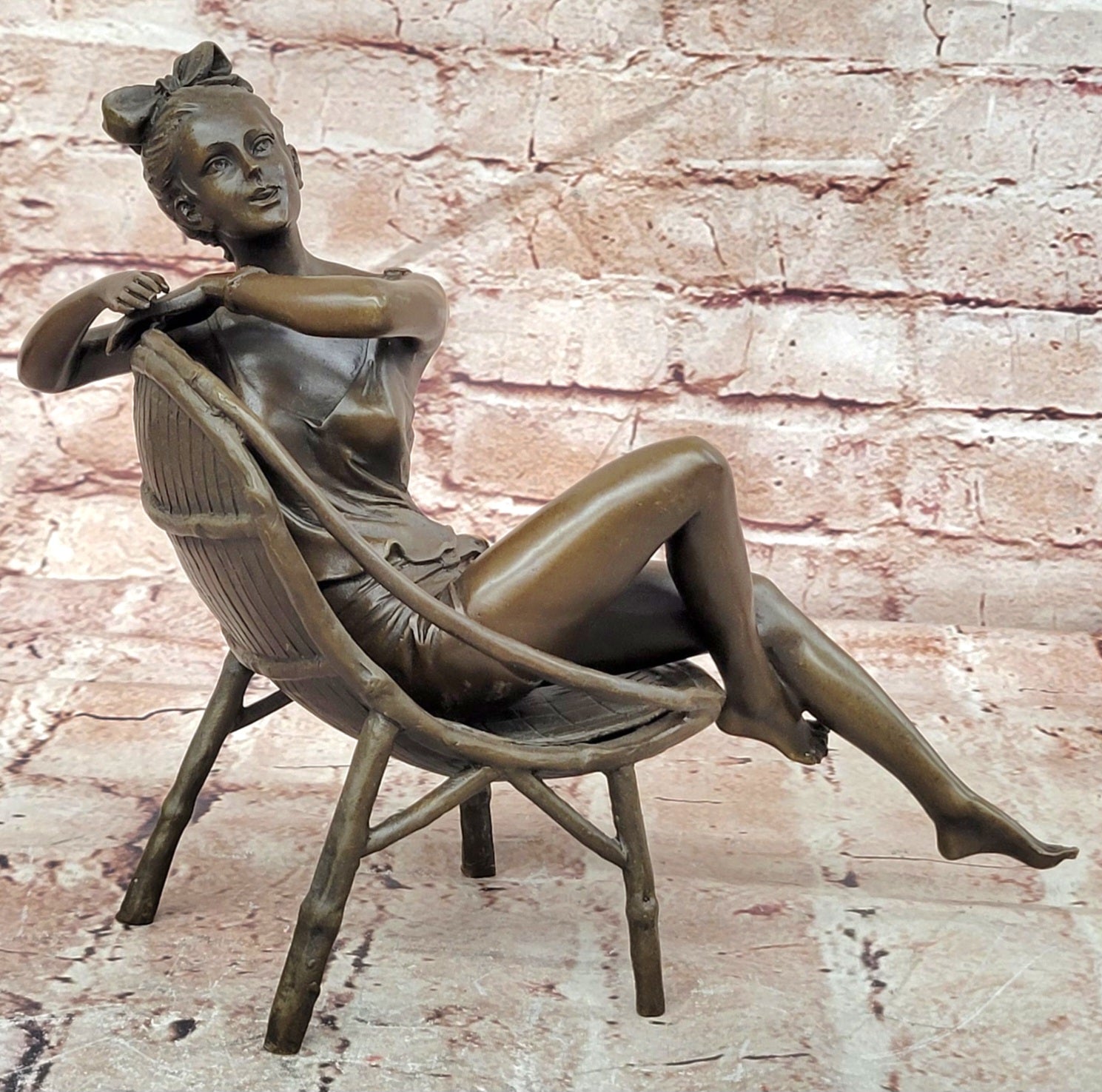 Bronze Female Figure Sculpture Modern Art Handmade Decorative Collectible Statue