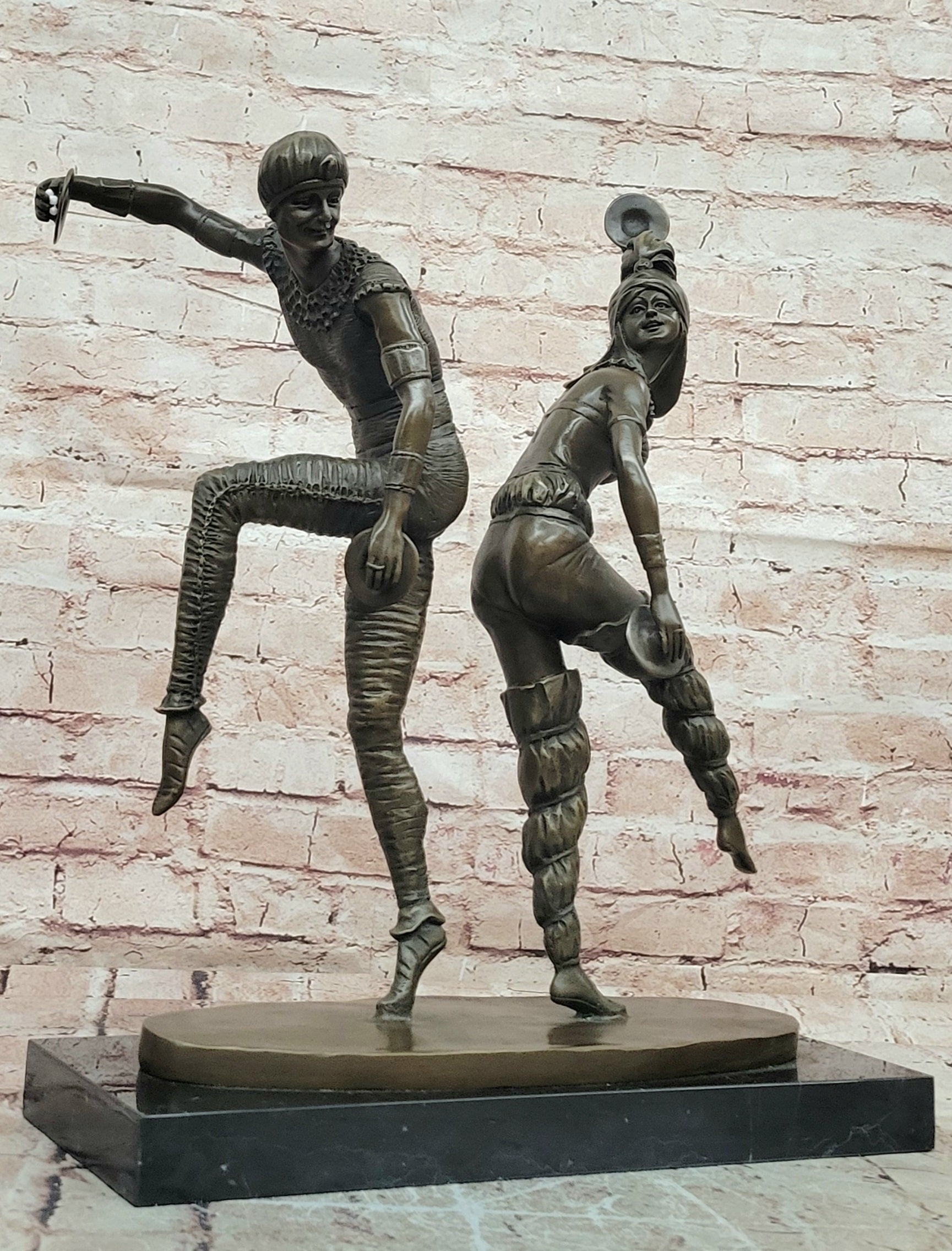 Art Deco Bronze Dancing Duo Sculpture Chiparus Inspired Fine Art Statue