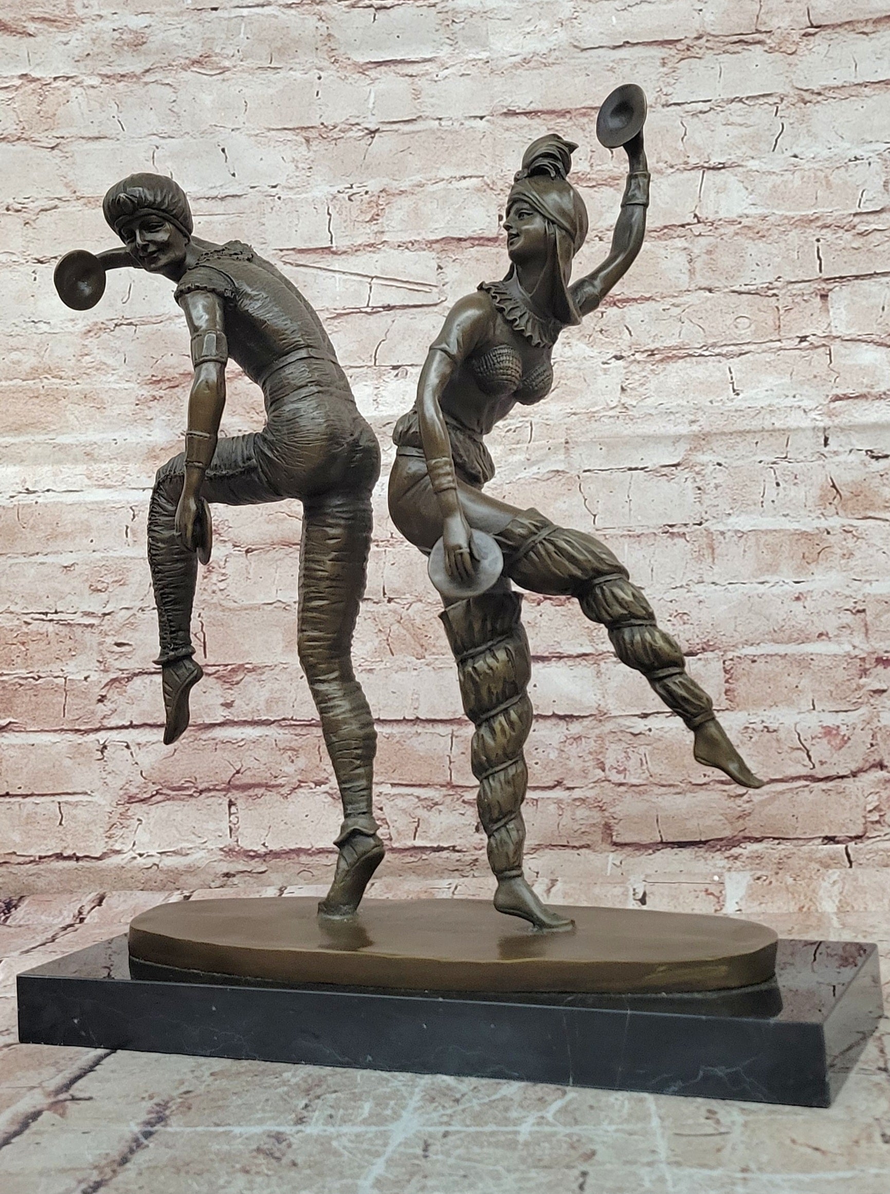 Art Deco Bronze Dancing Duo Sculpture Chiparus Inspired Fine Art Statue