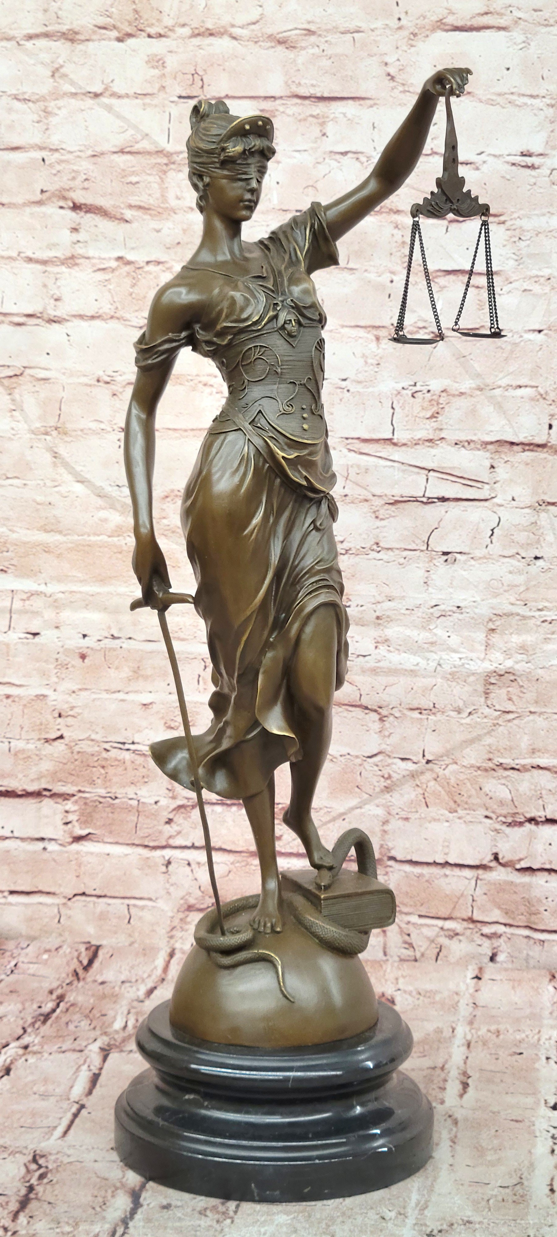 Lady Justice Bronze Figurine Statue Lawyer Gift Justice Scales Sculpture Fine Art