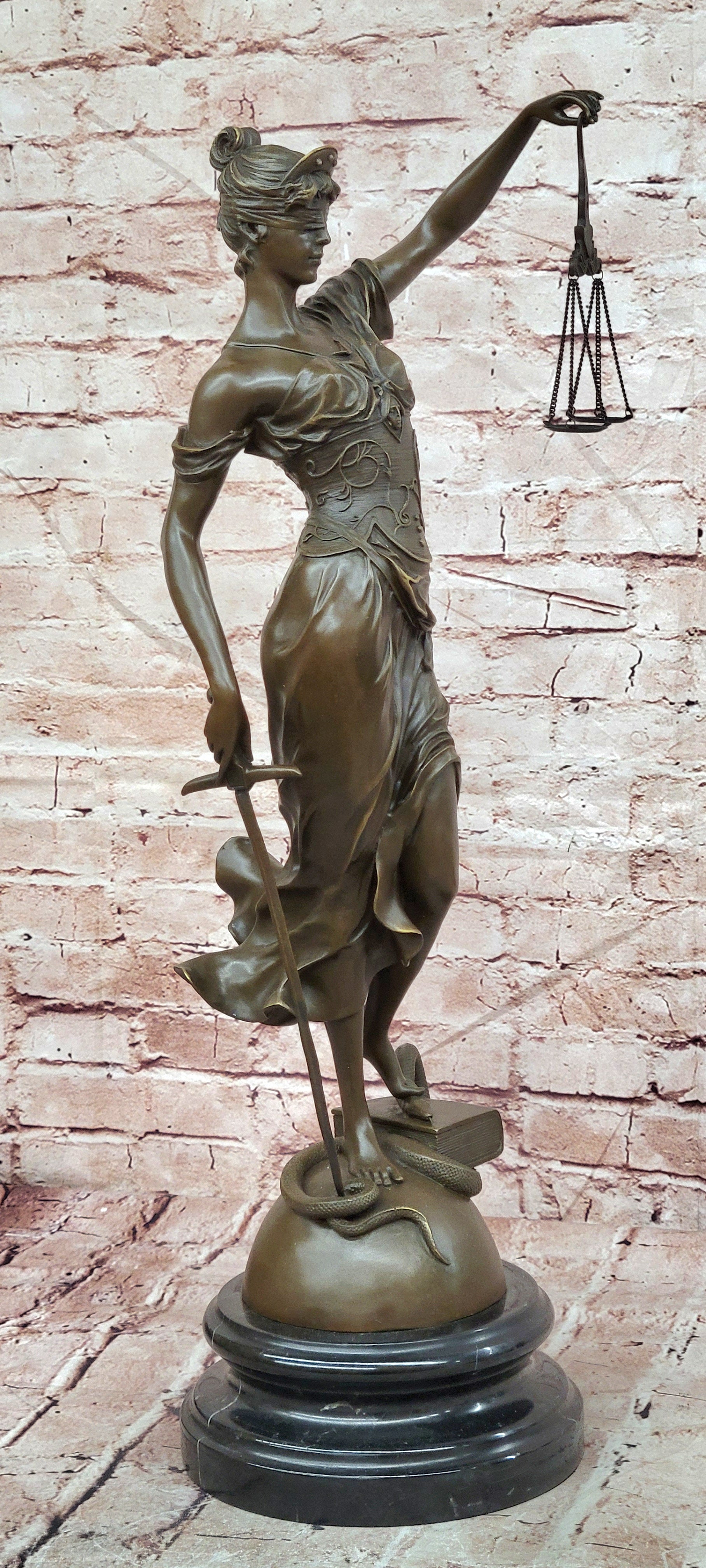 Lady Justice Bronze Figurine Statue Lawyer Gift Justice Scales Sculpture Fine Art