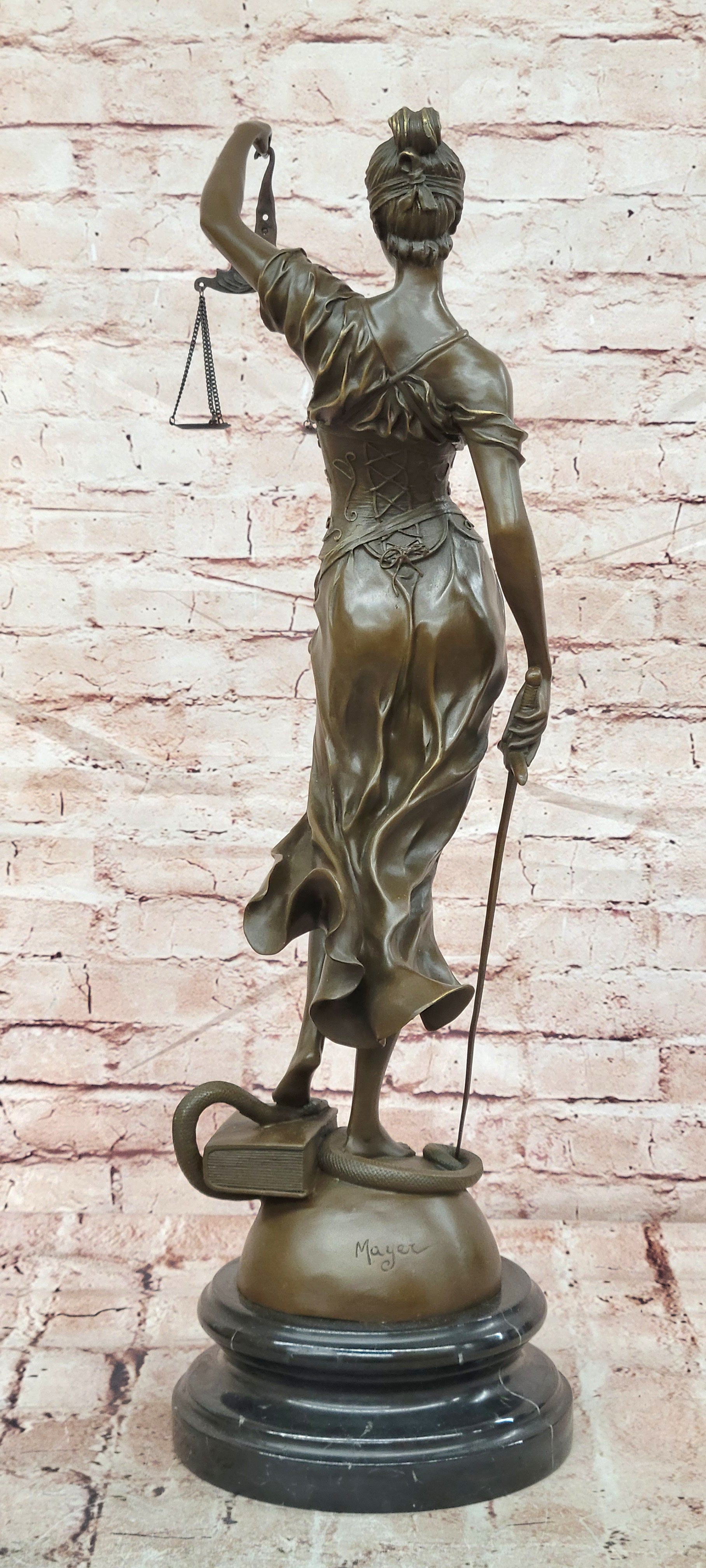 Lady Justice Bronze Figurine Statue Lawyer Gift Justice Scales Sculpture Fine Art