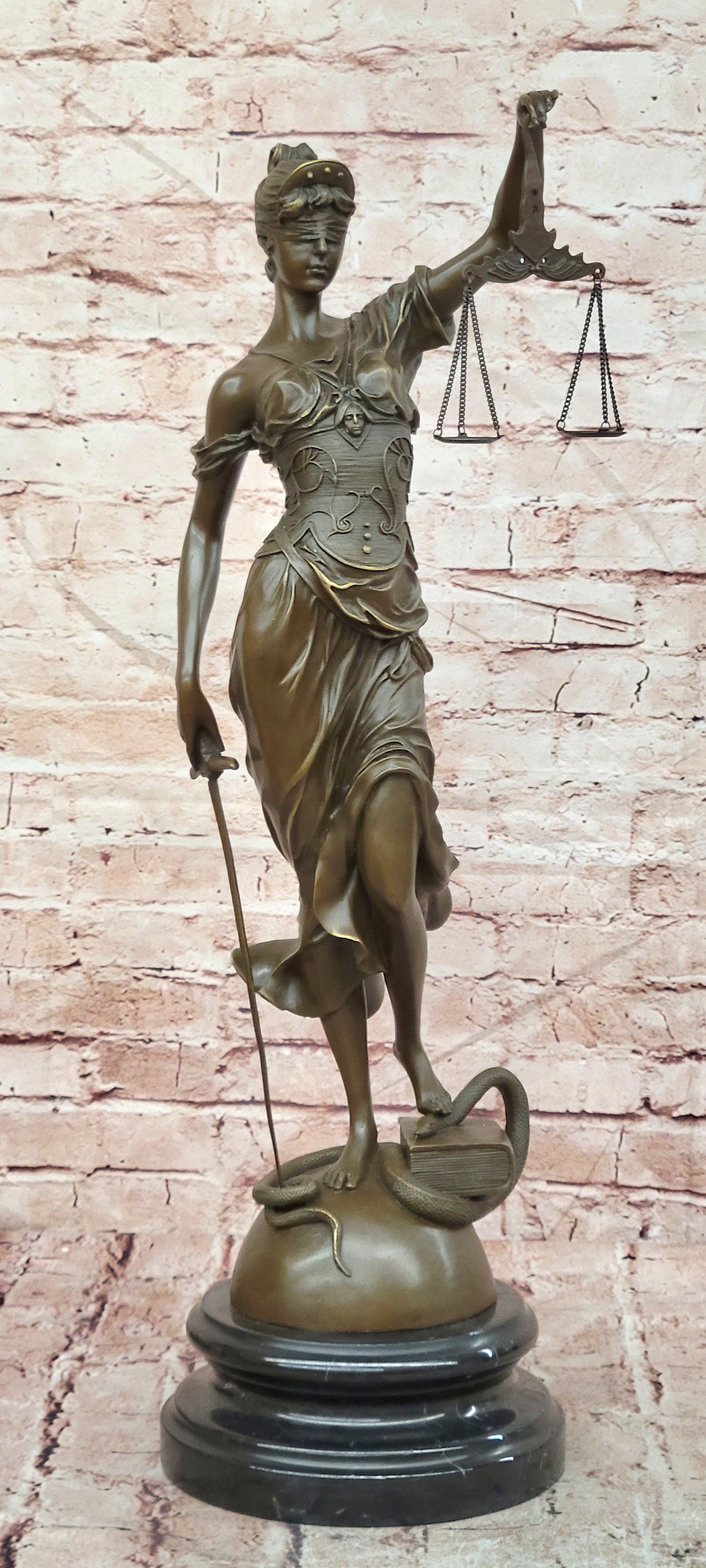 Lady Justice Bronze Figurine Statue Lawyer Gift Justice Scales Sculpture Fine Art